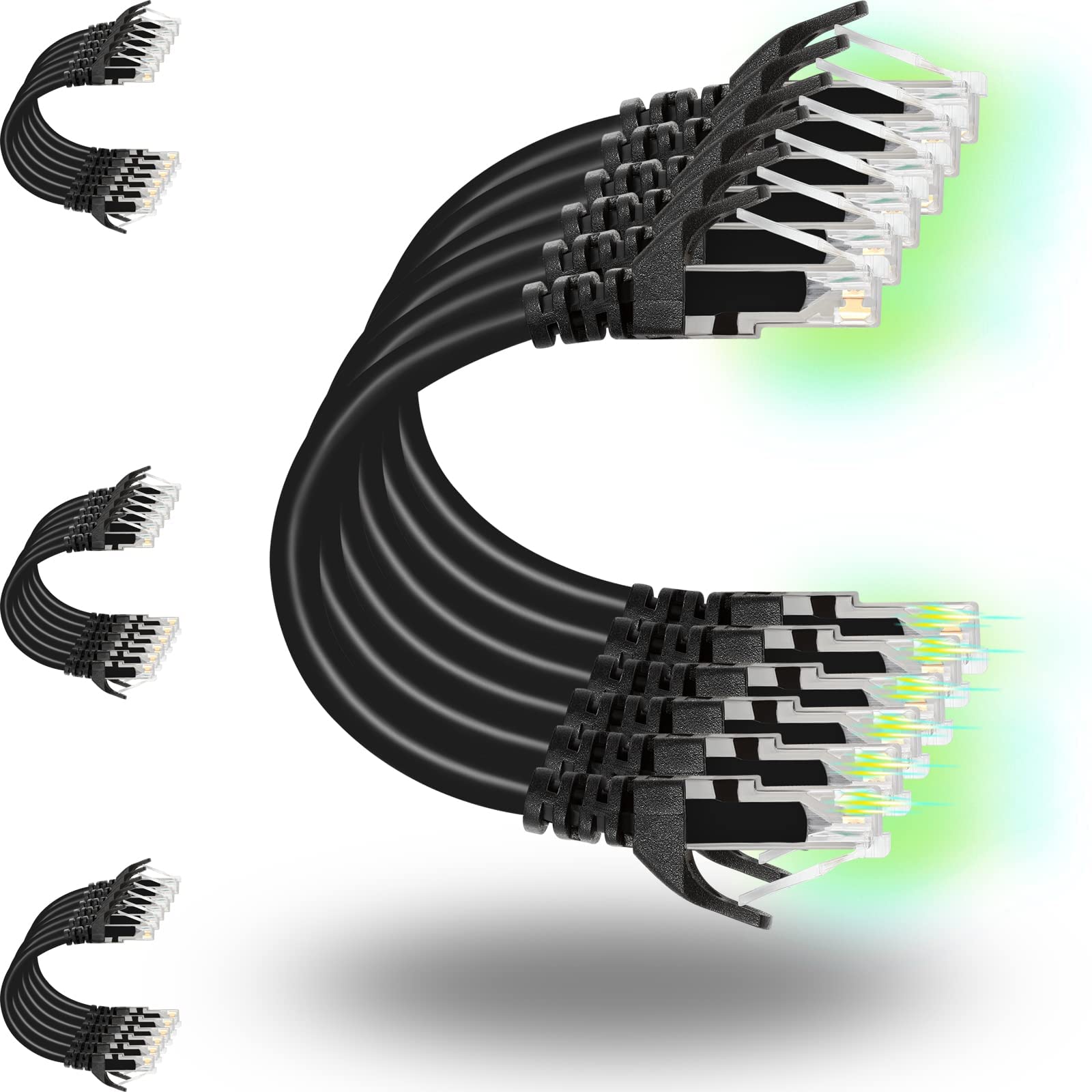 Spring Patch Cables Rapink Patch Cables Cat6 0.5Ft (24 Pack), Ethernet Patch Cable 10G, Ca ...