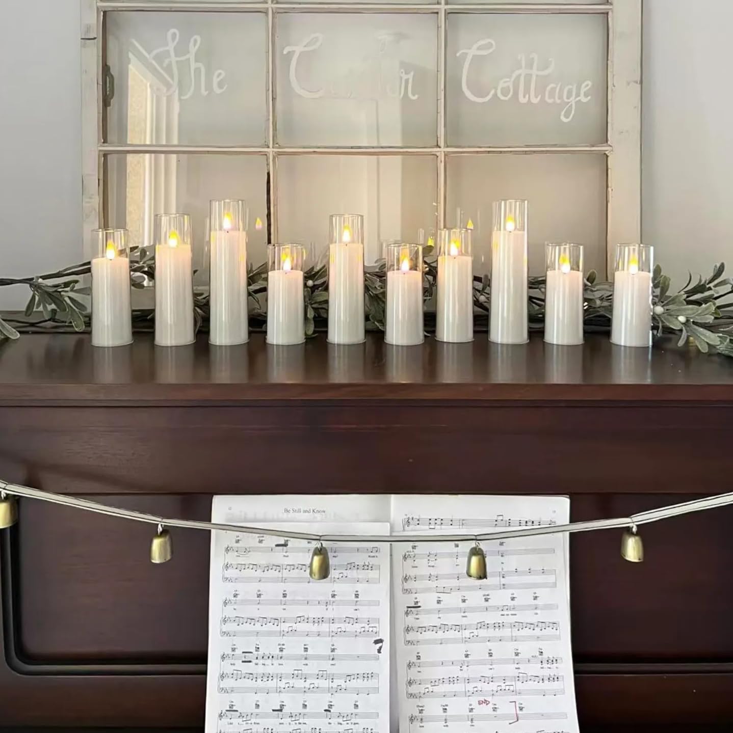 Niceme 5Pcs Clear Glass Led Flameless Candles With Remote Timer, Flickering Battery Operated Pillar Candles Teardrop Flame Black