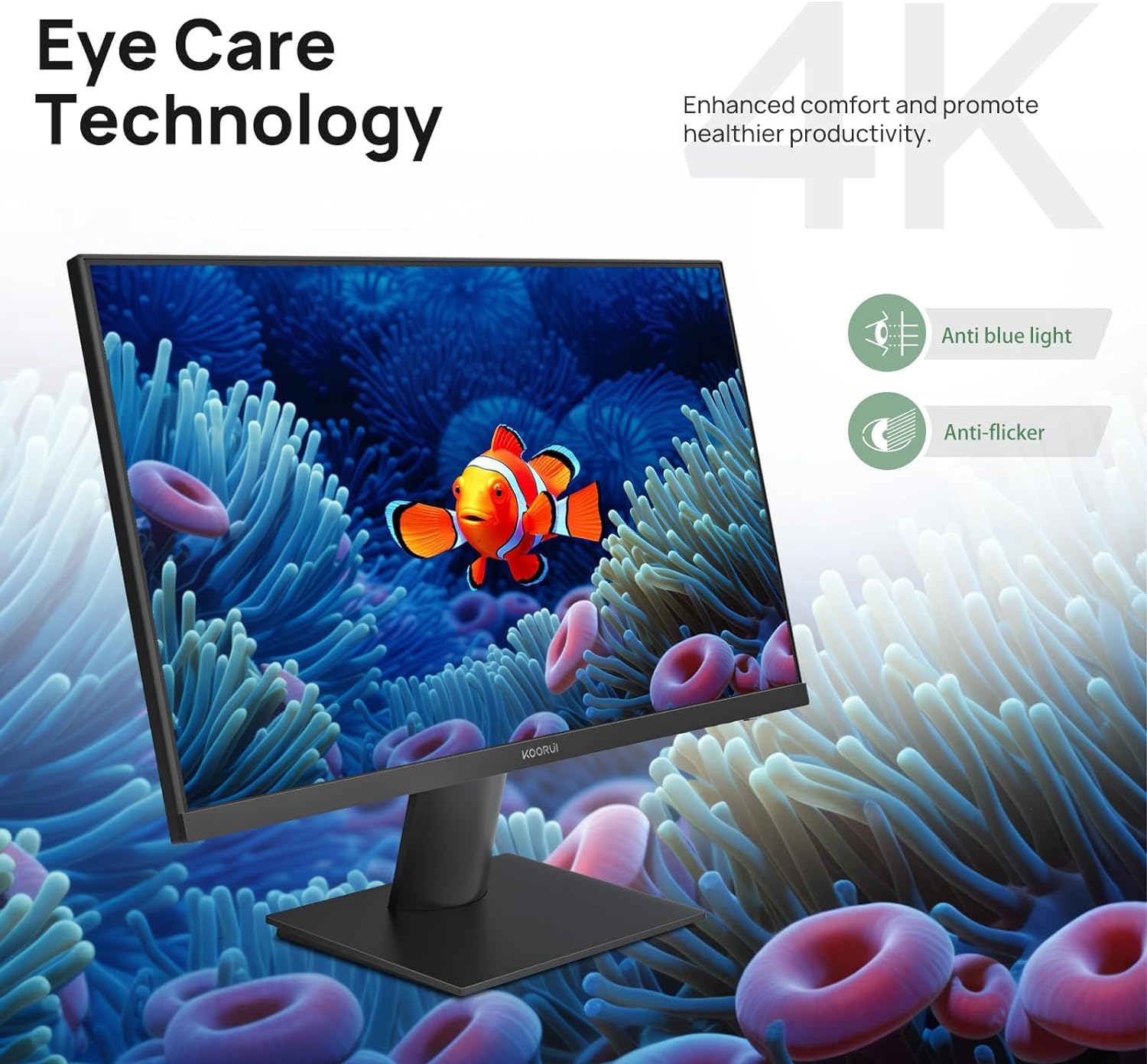 Koorui 27 Inch 4K Uhd(3840 * 2160) Monitor Ips Ultra Thin Computer Monitor Up To 70Hz With 90% Dci P3 Displayport&Hdmi Vesa Hdr1