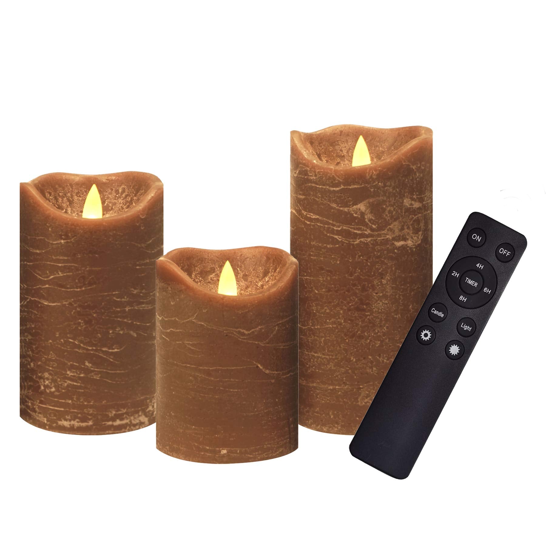 iZAN 3 Pack Real Wax Flameless Candles Battery Operated LED Pillar Flickering Realistic Electric Candle Gift Sets with Remote Co