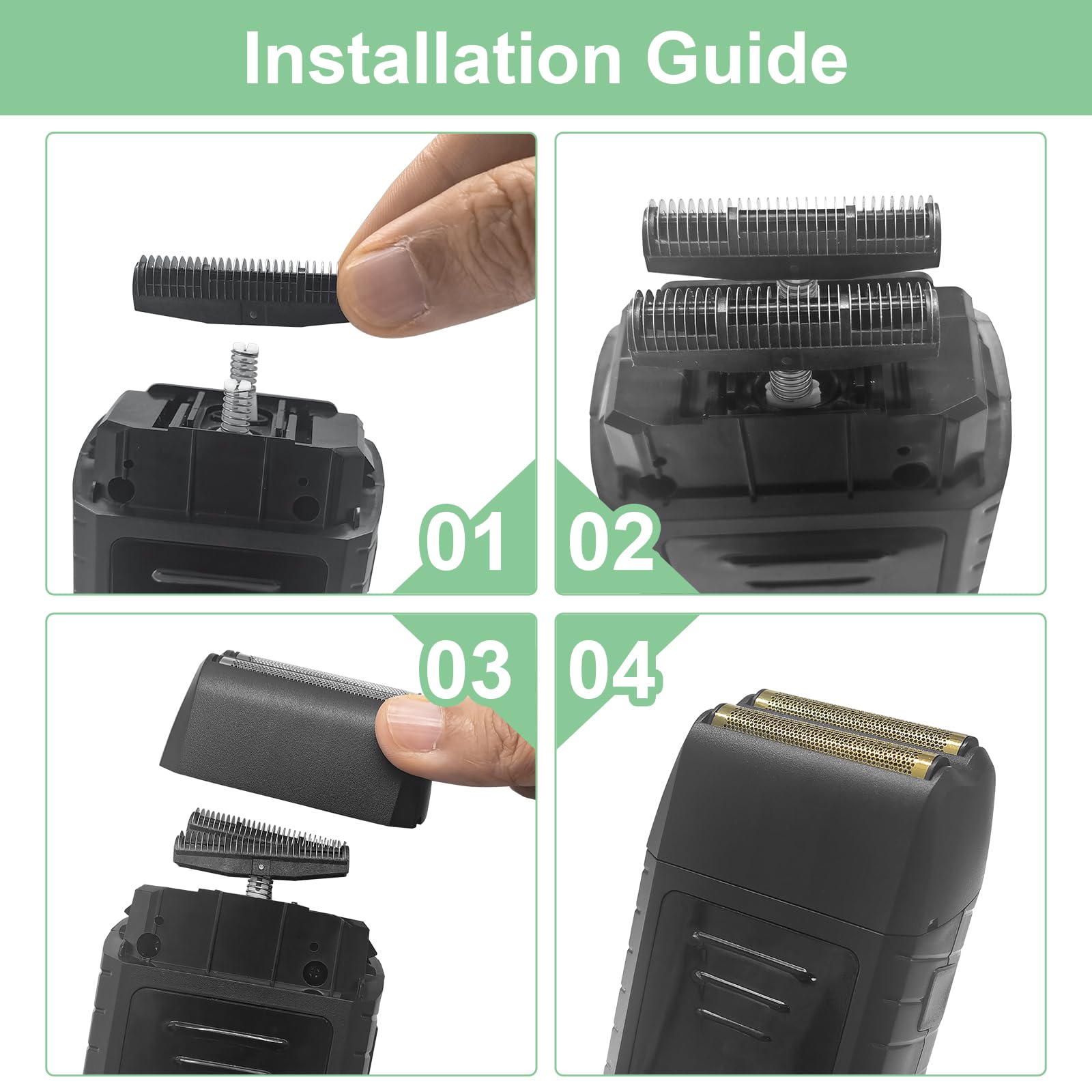 Shaver Replacement Super Close Gold Foil & Cutter Bar Assembly Compatible With Wahl 5 Star Series Vanish Shaver(8173 700) (2 Pac