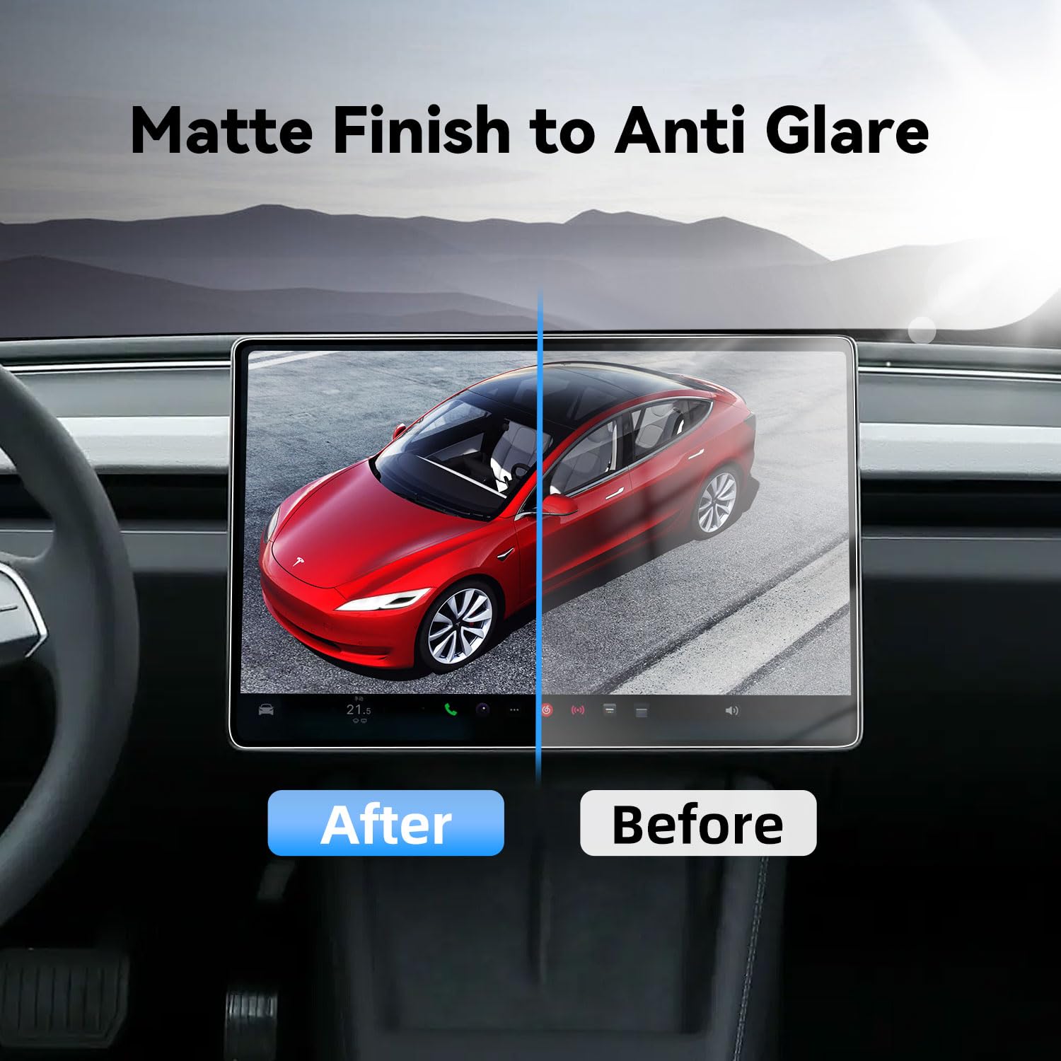 Sumk Tempered Glass Screen Protector For Tesla Model 3 Highland 2024 Only [No Glare & Fingerprint] 15.4'' Matte Touchscreen Prot