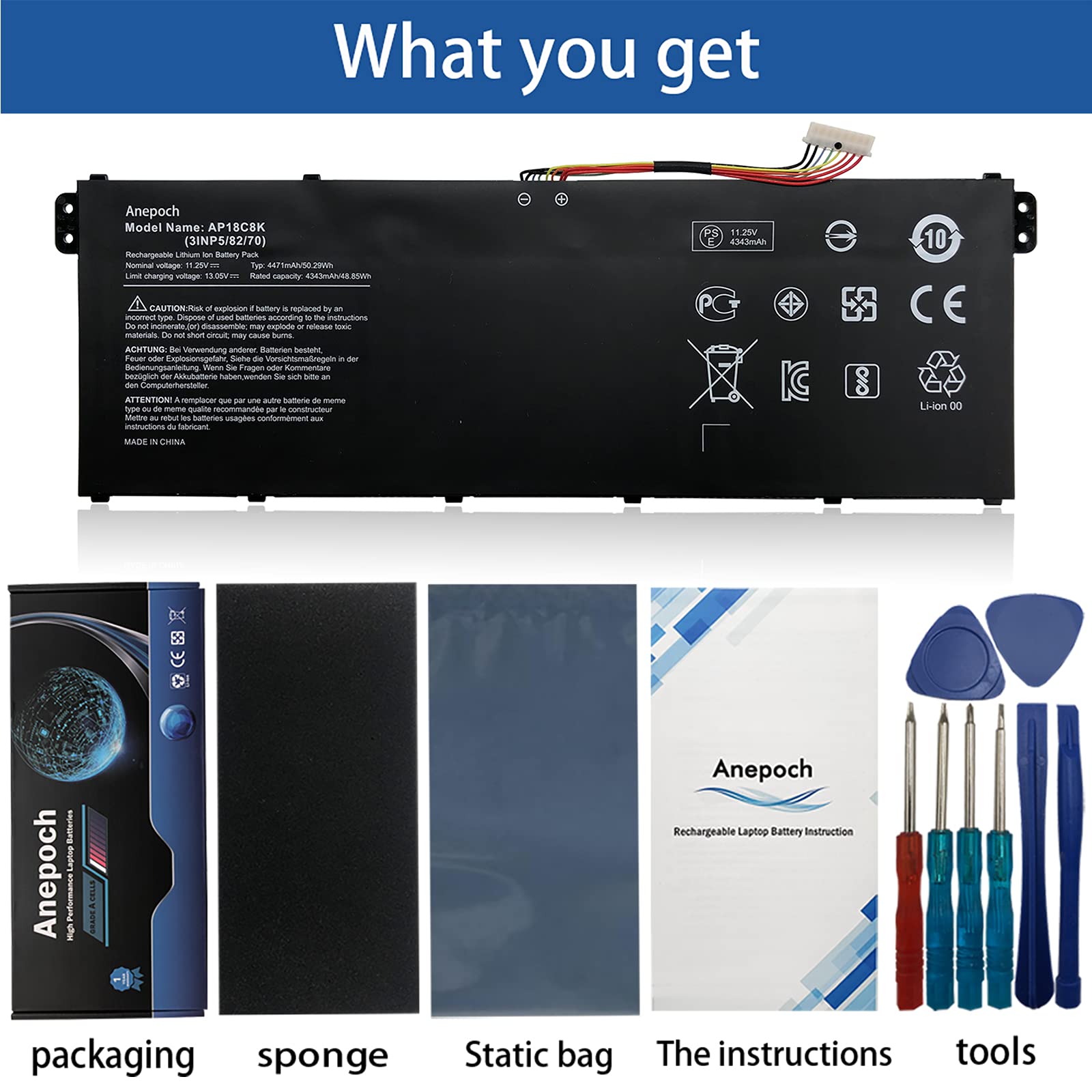 Anepoch Ap18C8K Laptop Battery Replacement For Acer Aspire 5 A514 52 A514 52 58U3 Chromebook 314 C933 Swift 3 Sf314 42 Sf314 57