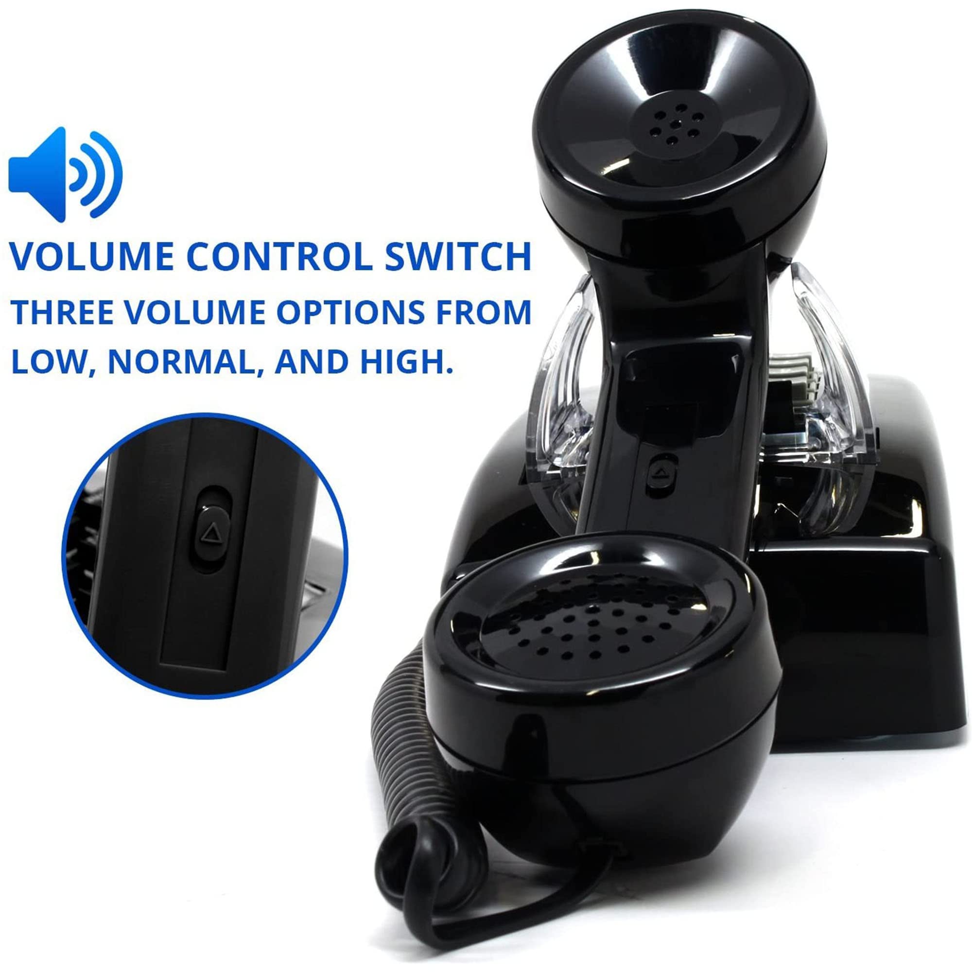 Single Line Classic 2554 Wall Phone With Loud Ringer And Handset Volume Control, Black   Wall Mount Jack Required