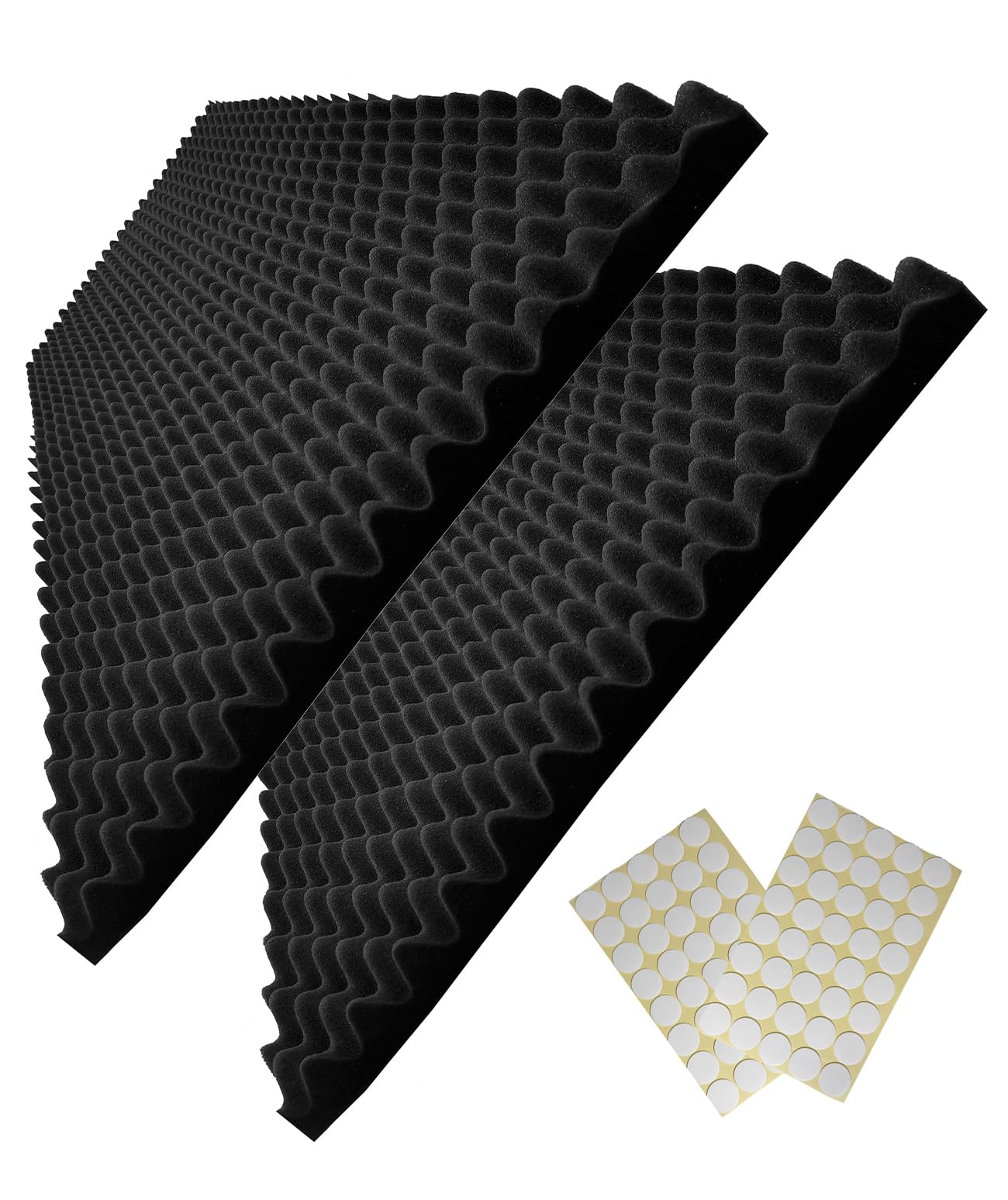 Yaolabjer 2 Pack 48''X 24''X 2'' Black Sound Proof Foam Panels, Acoustic Foam Egg Crate Foam Panel, Noise Cancelling Foam Studio