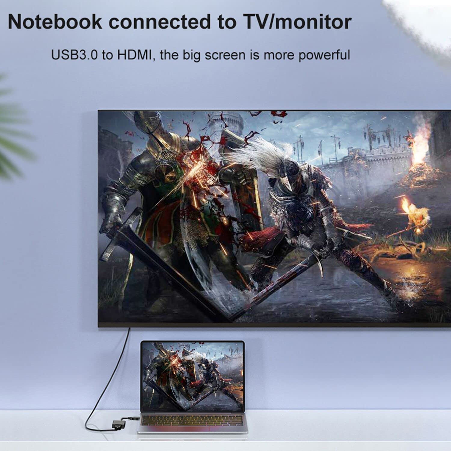 Usb To Hdmi Adapter With 6Ft Hdmi To Hdmi Cable, Usb 3.0 To Hdmi Full 1080P Video Audio Converter For Pc, Laptop To Monitor, Sup