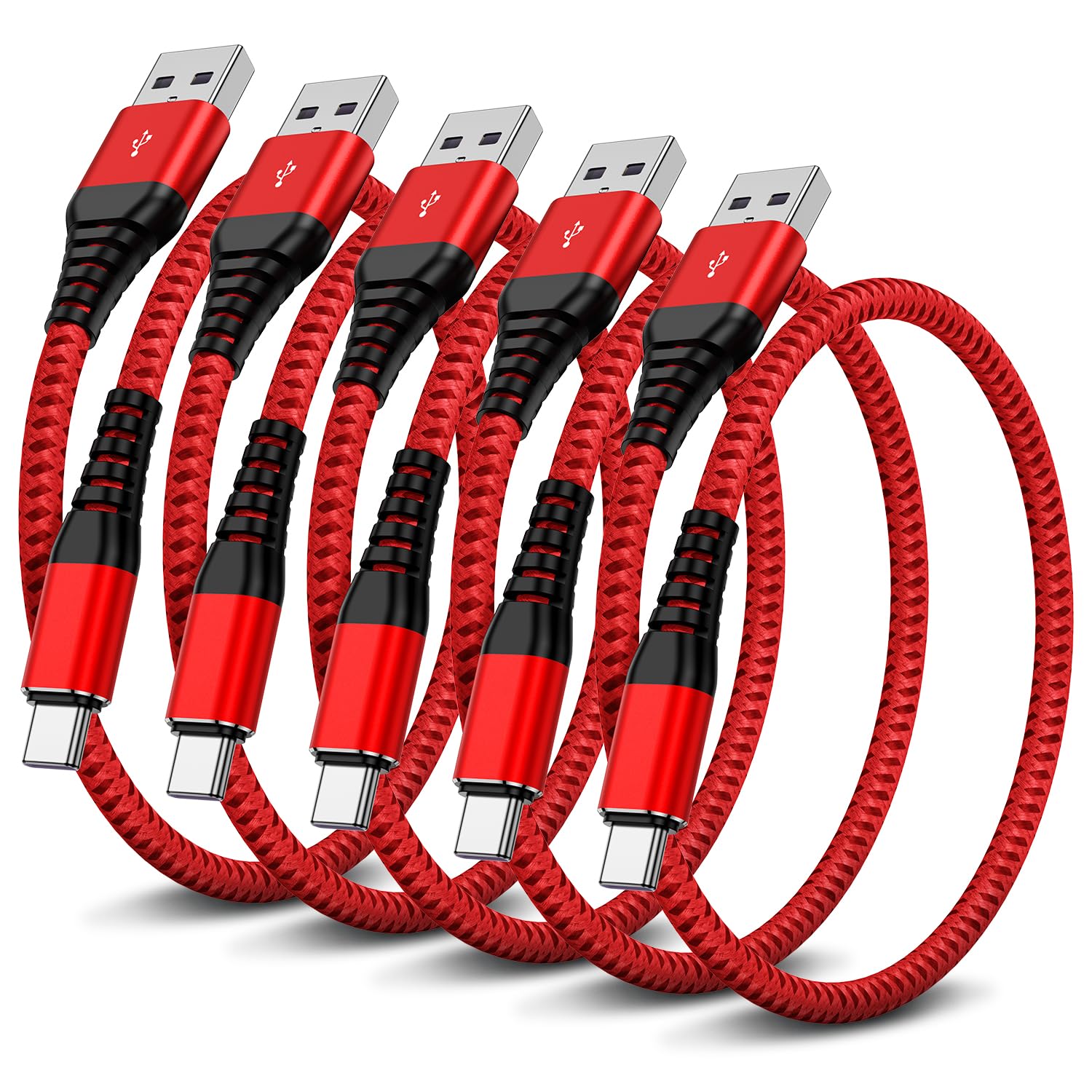 5Pack Short Usb C Type C Cable 1Ft,Nylon Braided Fast Charging 3A Quick Charger Cord,Usb A To Type C Charger Cord Cable For Iphone 15 Samsung Galaxy S20 S10 S9 S8 Plus S10E, Note 20 10 9 8, Moto G7 G8