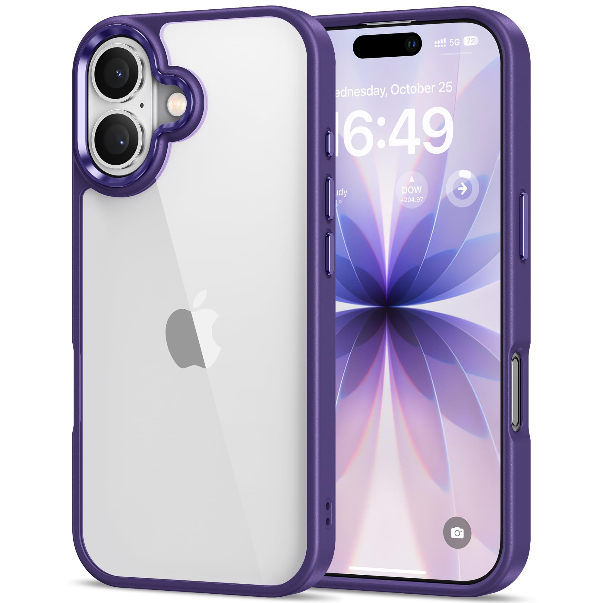 HOOMIL Case for iPhone 17 6.3-Inch, Non-Yellowing, Drop Protection, Anti-Scratch Transparent Hard Back Phone Cover - Purple