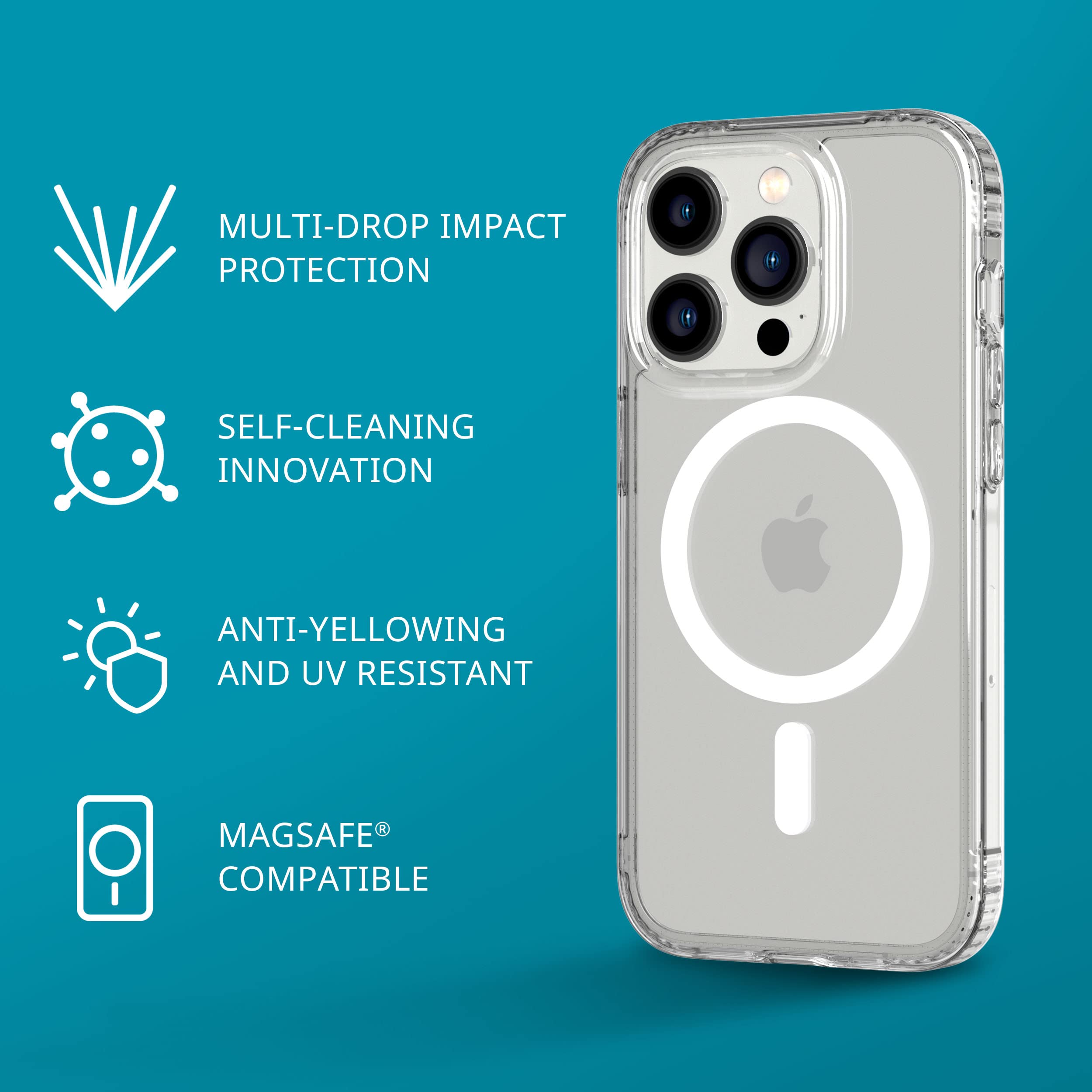 Tech21 Iphone 14 Pro Evo Clear Compatible With Magsafe - Scratch-Resistant, Shock-Absorbing Clear Phone Case With 12Ft Multi-Dro