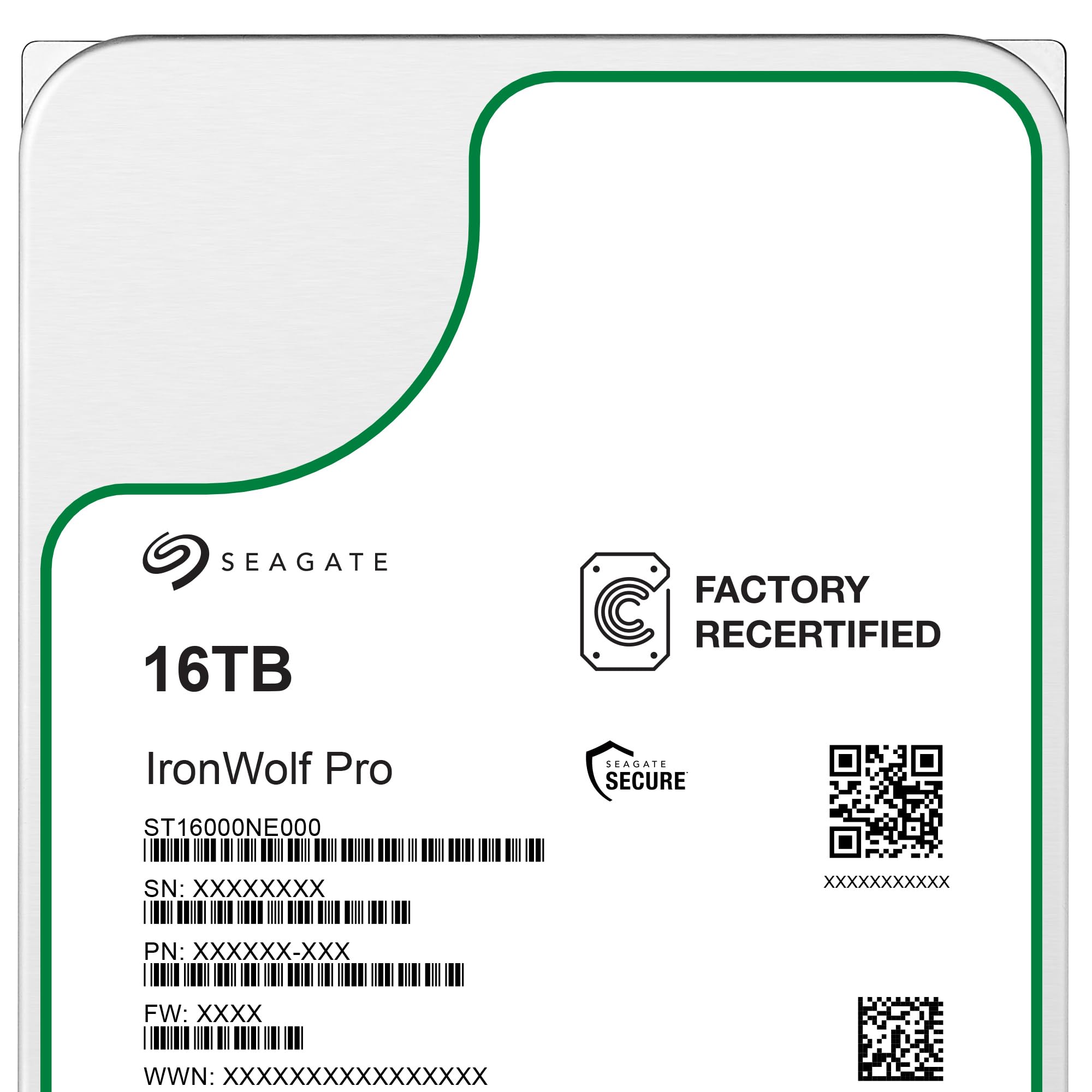 Seagate (Recertified) IronWolf Pro 16TB NAS Internal Hard Drive HDD - CMR 3.5 Inch SATA 6Gb/s 7200 RPM 256MB Cache for RAID Netw