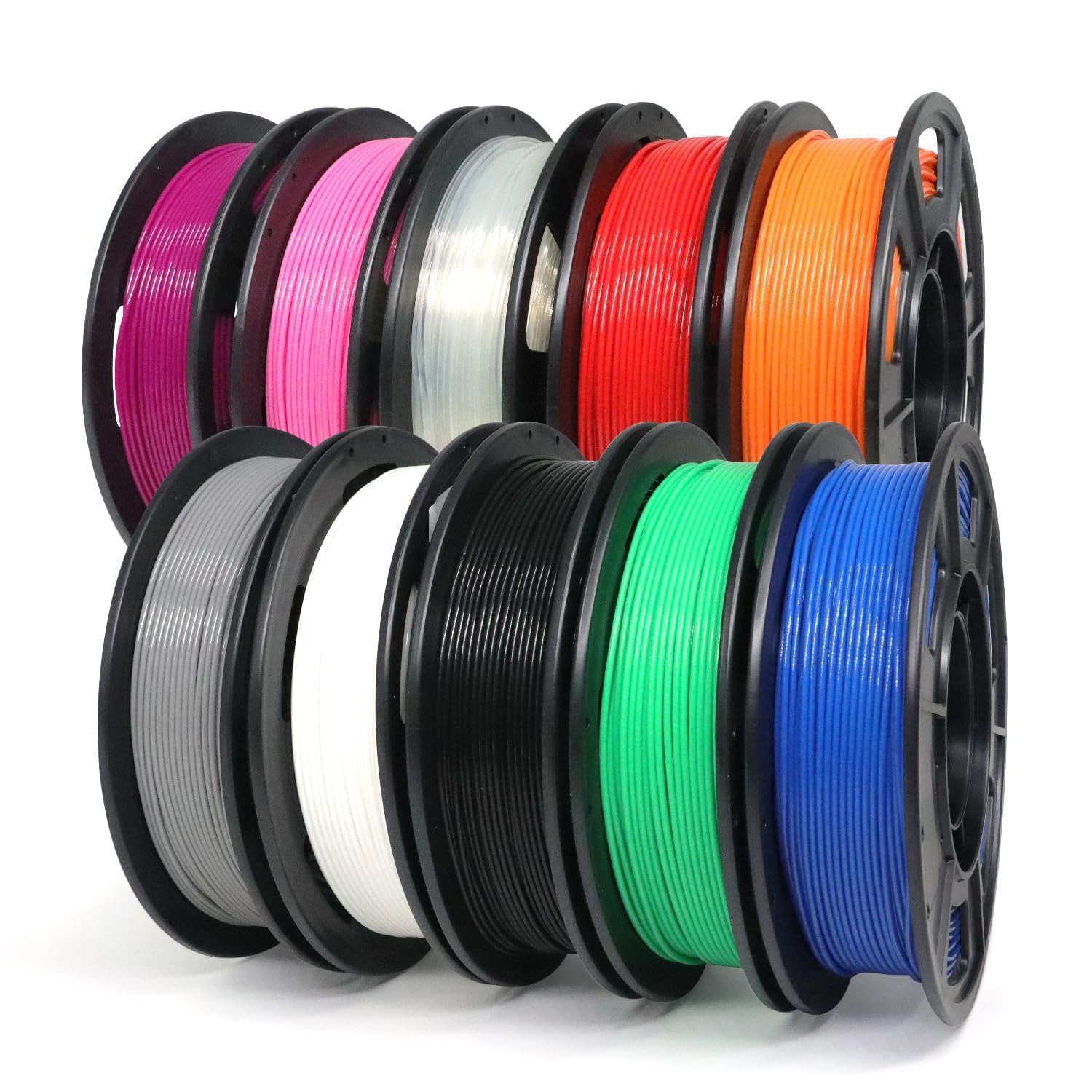 YOUSU PLA Plus Filament 1.75mm Bundle 10x250g, 10 Pack 2.5KG PLA+ Sample 3D Printer Filament, 3D Printing Multi Pack Filament Di