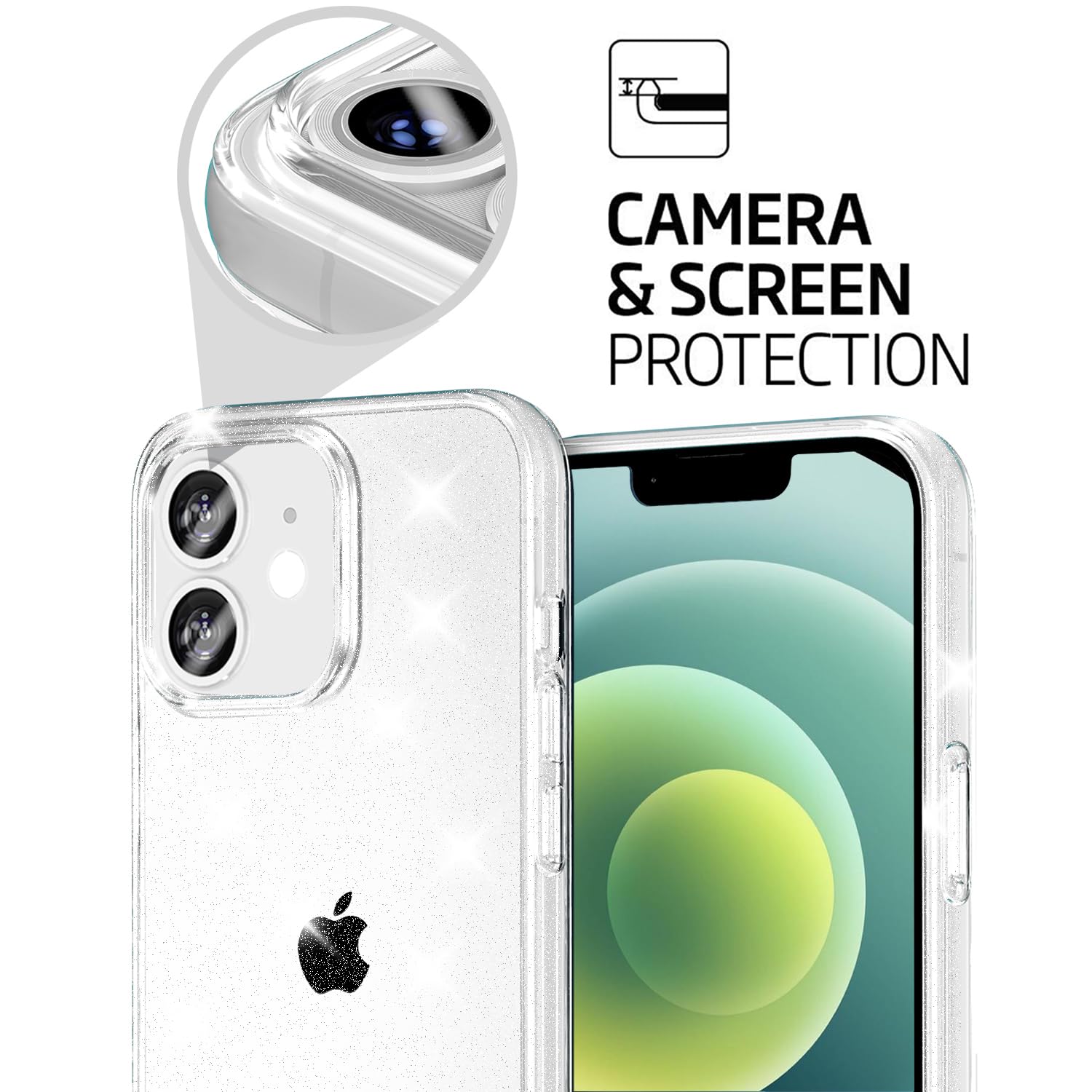 Tenoc Phone Case Compatible With Iphone 12 Mini, Glitter Case Clear Sparkling Protective Bumper Cute Cover For Girls Women