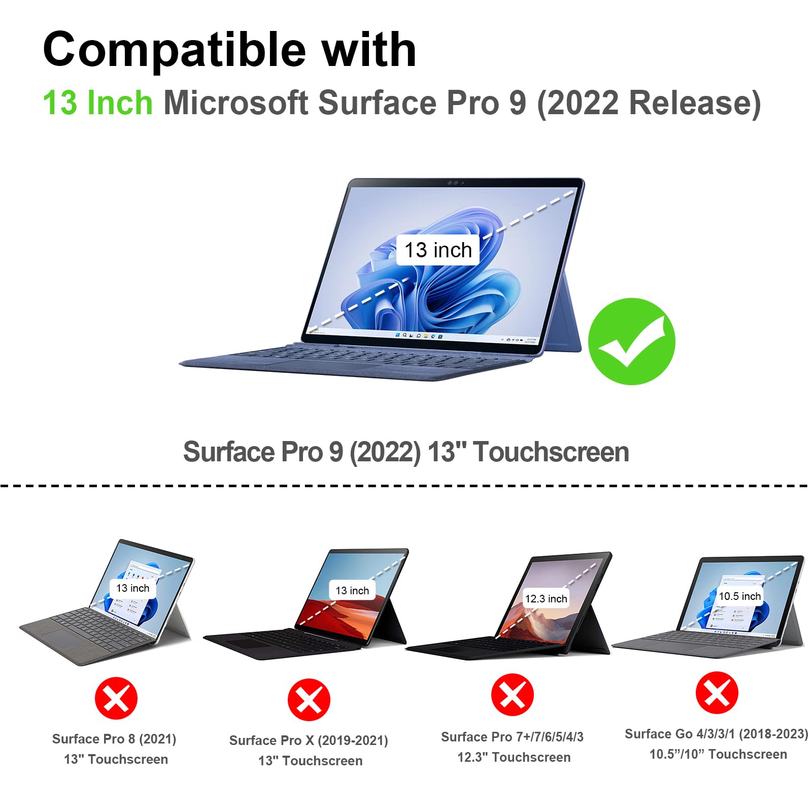 Fintie Case For 13 Inch Microsoft Surface Pro 9 / Pro 9 5G (2022)   Multiple Angle Viewing Portfolio Business Cover With Pocket
