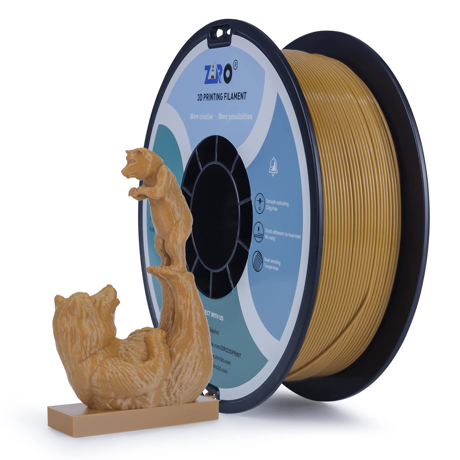 ZIRO PLA Filament 1.75mm,3D Printer Filament PLA PRO Basic Color Series 1.75MM 1KG(2.2lbs), Dimensional Accuracy +/- 0.03mm,Brow