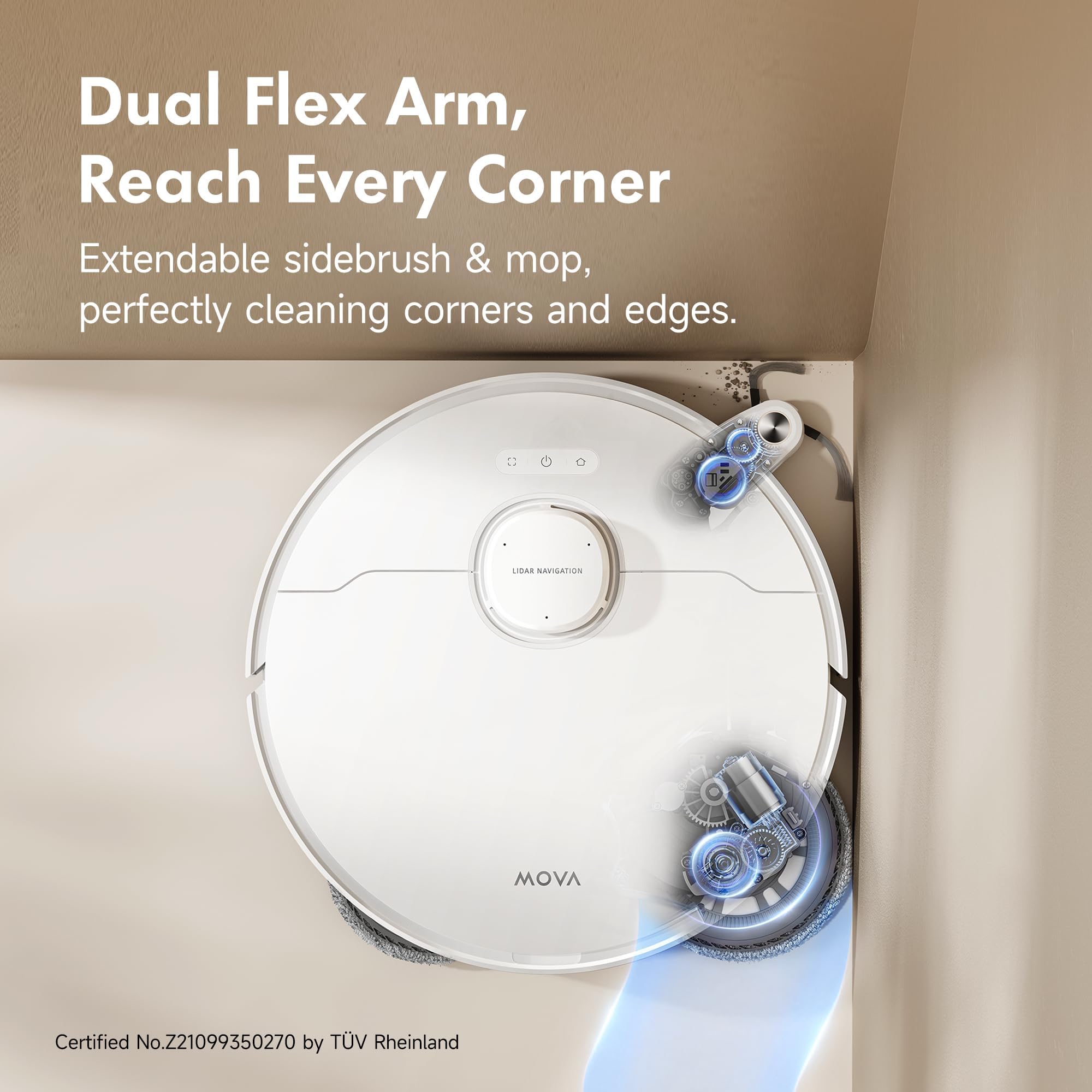 Mova P10 Pro Ultra Robot Vacuum And Mop 13,000Pa Suction, 140F Hot Water Auto Mop Washing & Drying, Dual Spinning Extenable Mop,