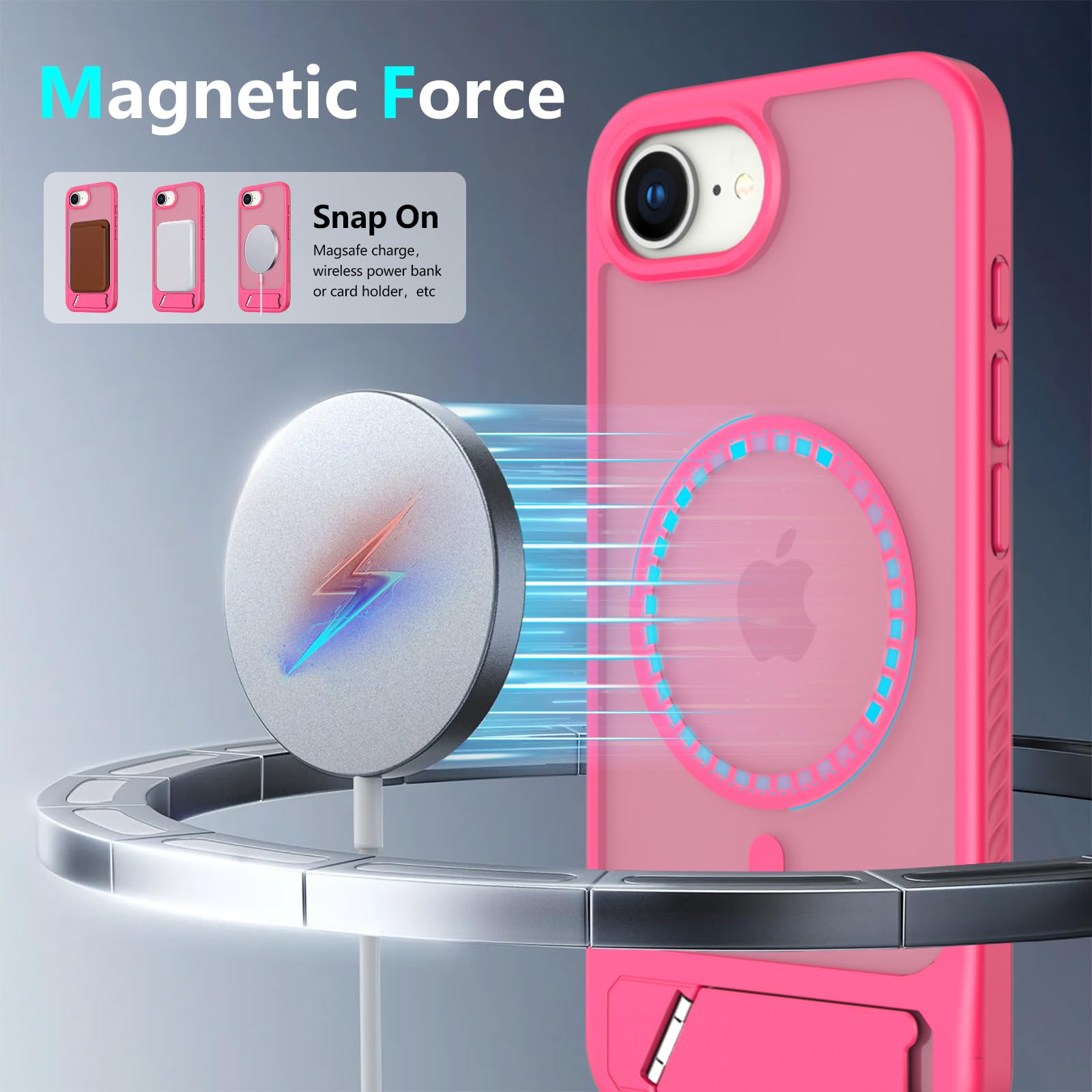 For Iphone 16E Case: [Fit For Magsafe] Strong Magnetic & Invisible Stand, Military-Grade Drop Protection With Screen Protector,