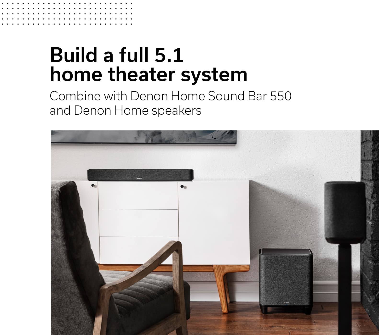 Denon Home Subwoofer   Deep, Powerful Bass, 8'' Bass Reflex Woofer, Wireless Streaming, Pair With Denon Home 150/250/350 Speaker