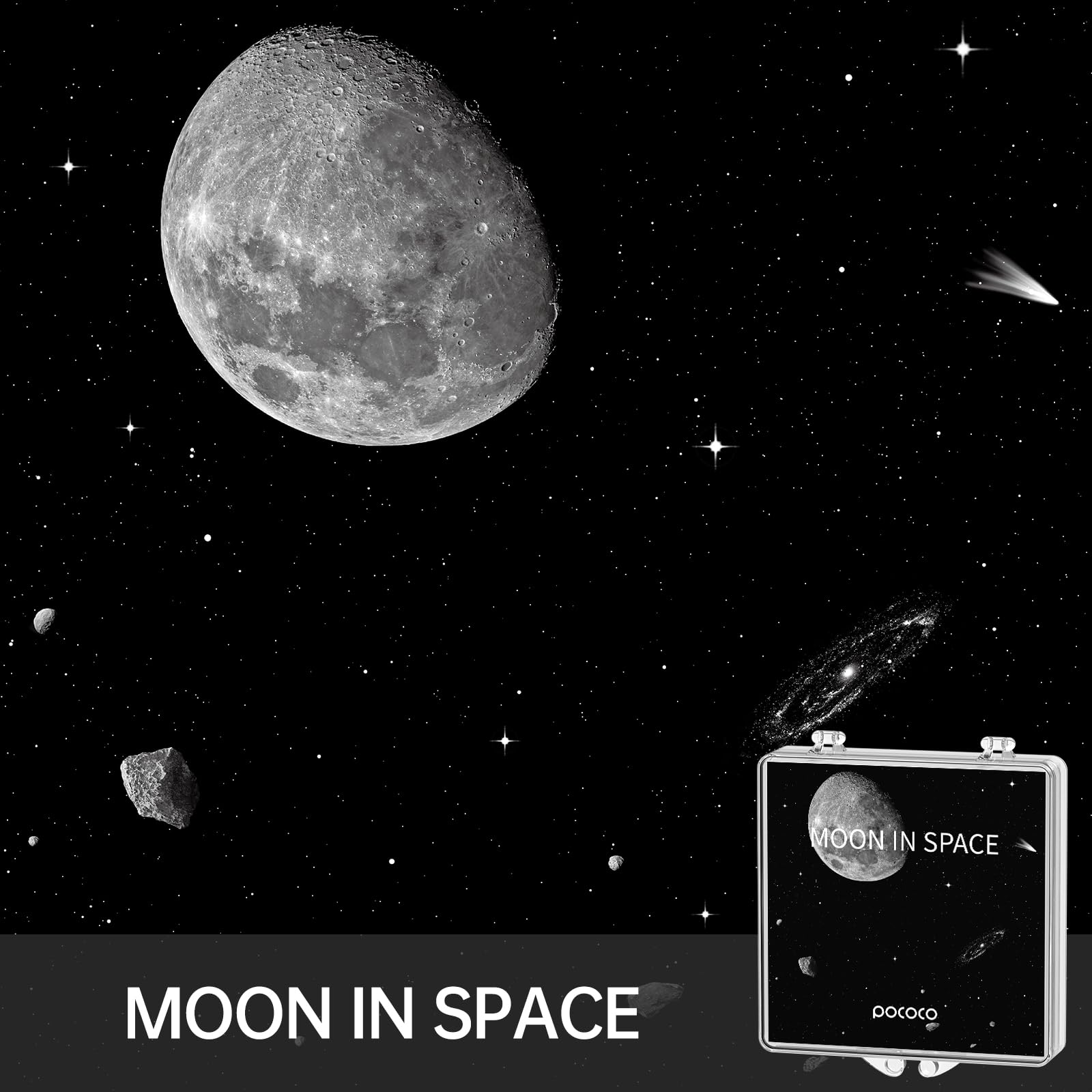 Pococo Moon And Stars Series Galaxy Star Projector Night Light Discs: Realistic Galaxy Patterns, 5K Ultra Hd, 96% Light Transmis