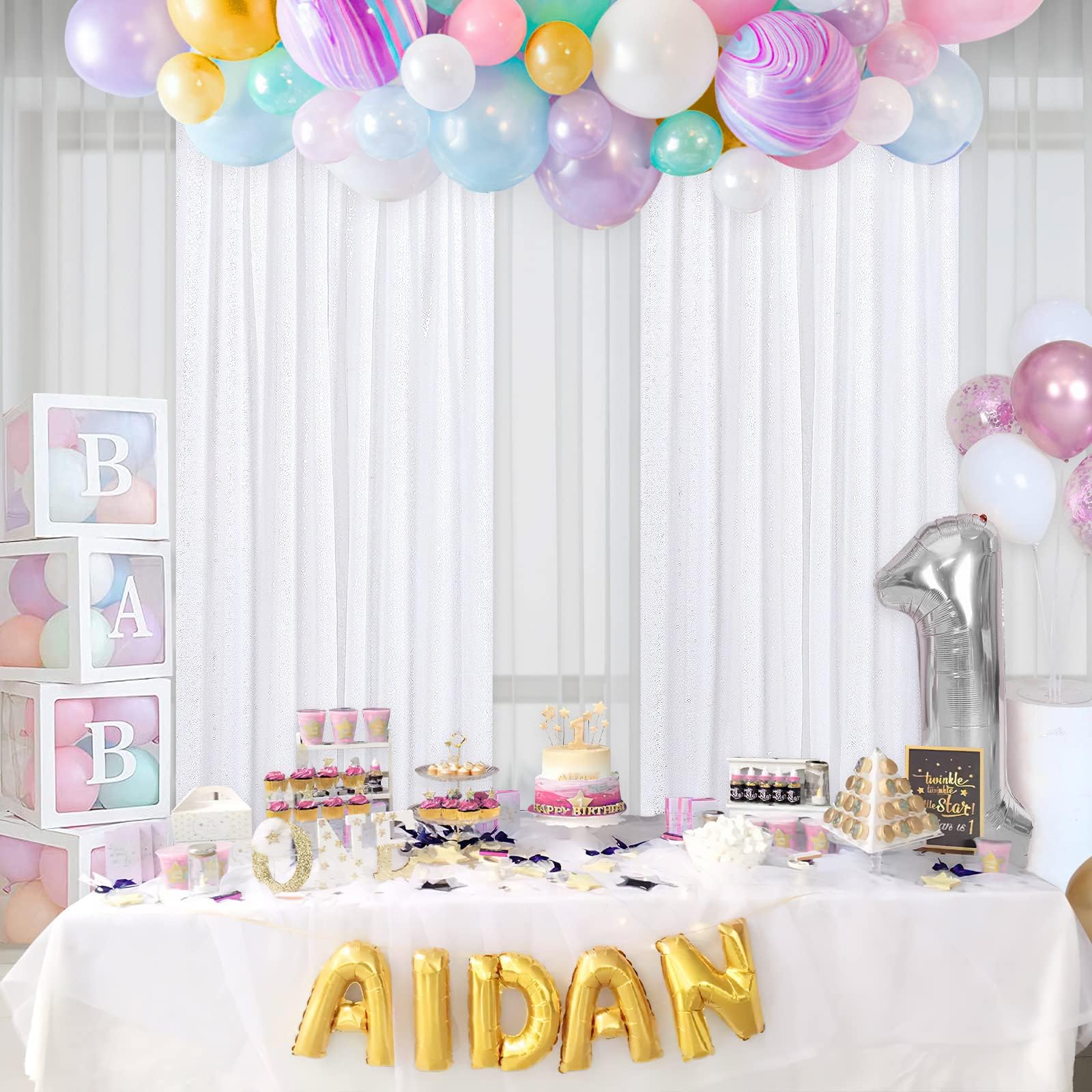 White Sequin Backdrop Curtain 6 Pcs 2Ftx8Ft Sparkly Glitter Wedding Party Photography Background Drapes For Birthday Prom Decora