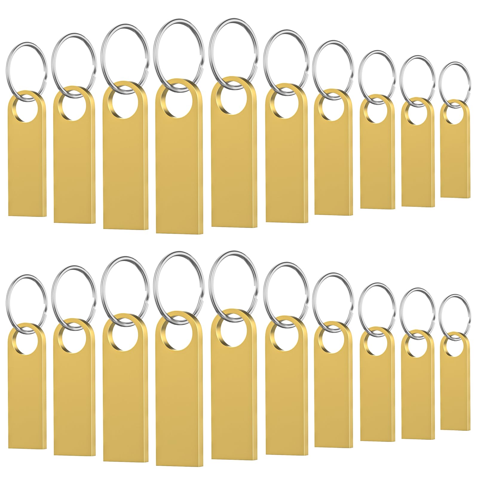 Wooolken 20 Pack 16Gb Usb Flash Drive With Keychains, Sleek Metal Usb 2.0 Thumb Drives Memory Stick For Pc Laptop Computer(Gold)