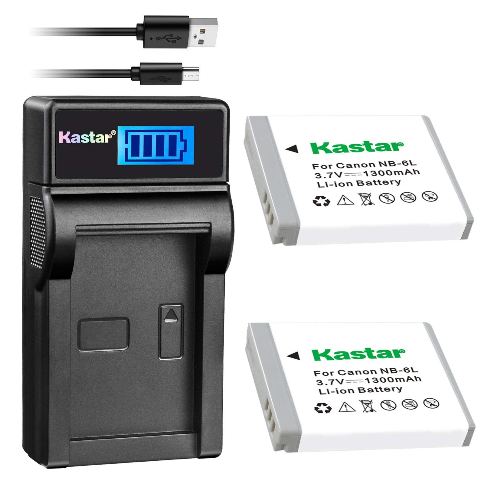 Kastar Battery (X2) & LCD Slim USB Charger for Canon NB-6L and PowerShot SX710 HS SX530 HS SX520 HS SX510 HS SX500 IS SX700SX280