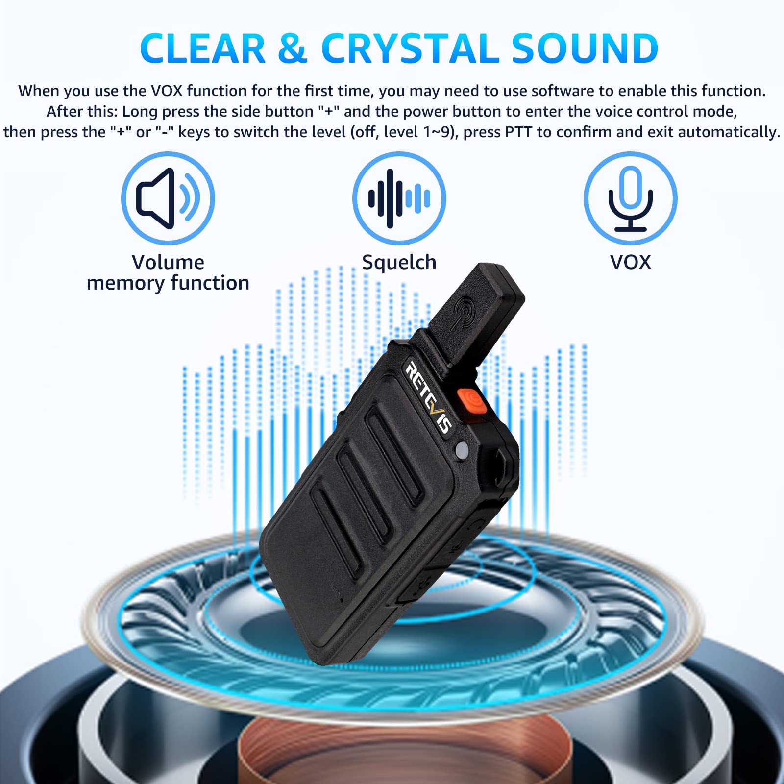 Retevis Rt19 Mini Walkie Talkie, Walkie Talkies With Earpiece, 1300Mah, Metal Clip, Portable, Compact Two Way Radio For Adults Business Office School Church Restaurant Retail(10 Pack)