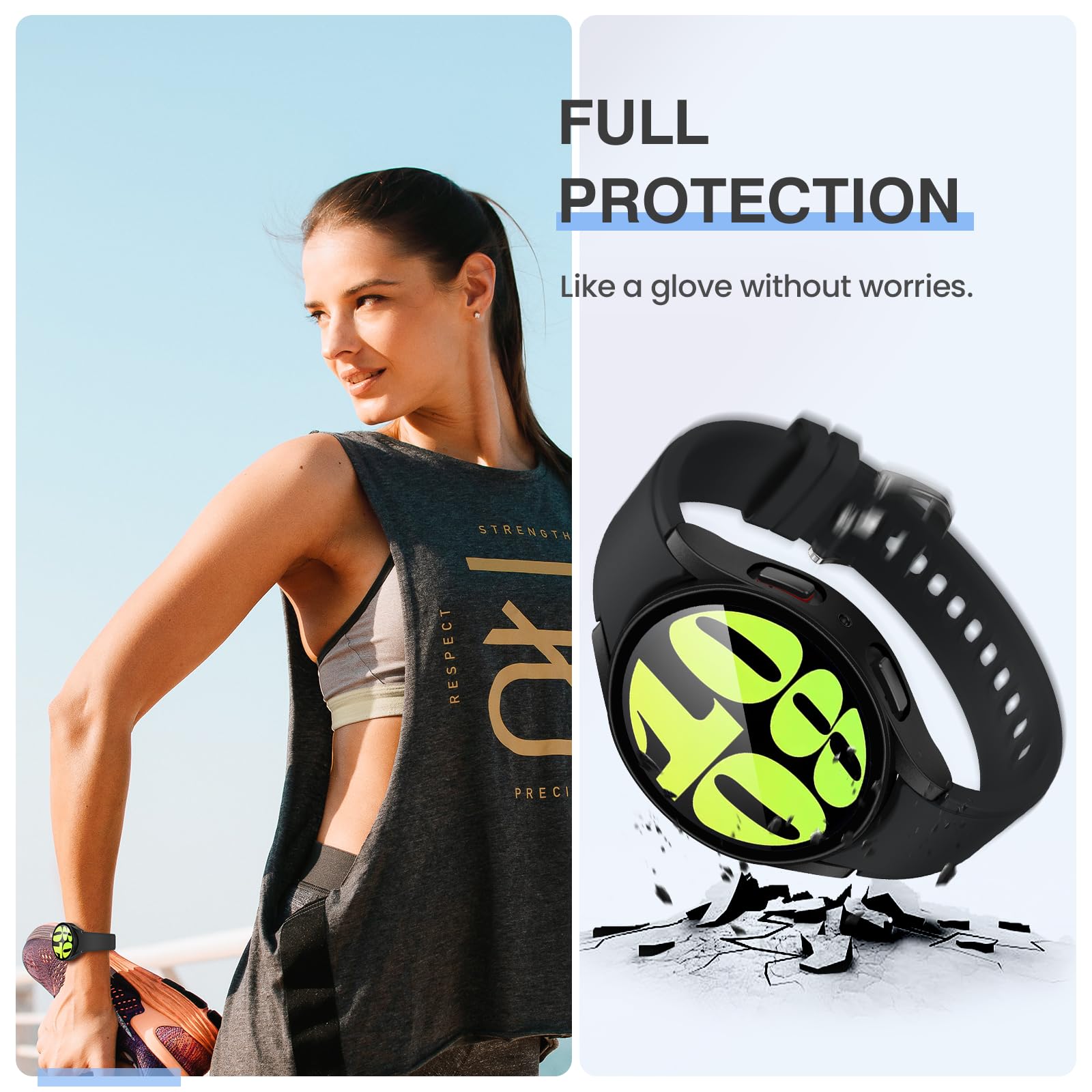 Tensea [2Pack] For Samsung Galaxy Watch 6 2023 Screen Protector Case 40Mm Accessories, Protective Face Cover For 40 Mm, Hard Bum