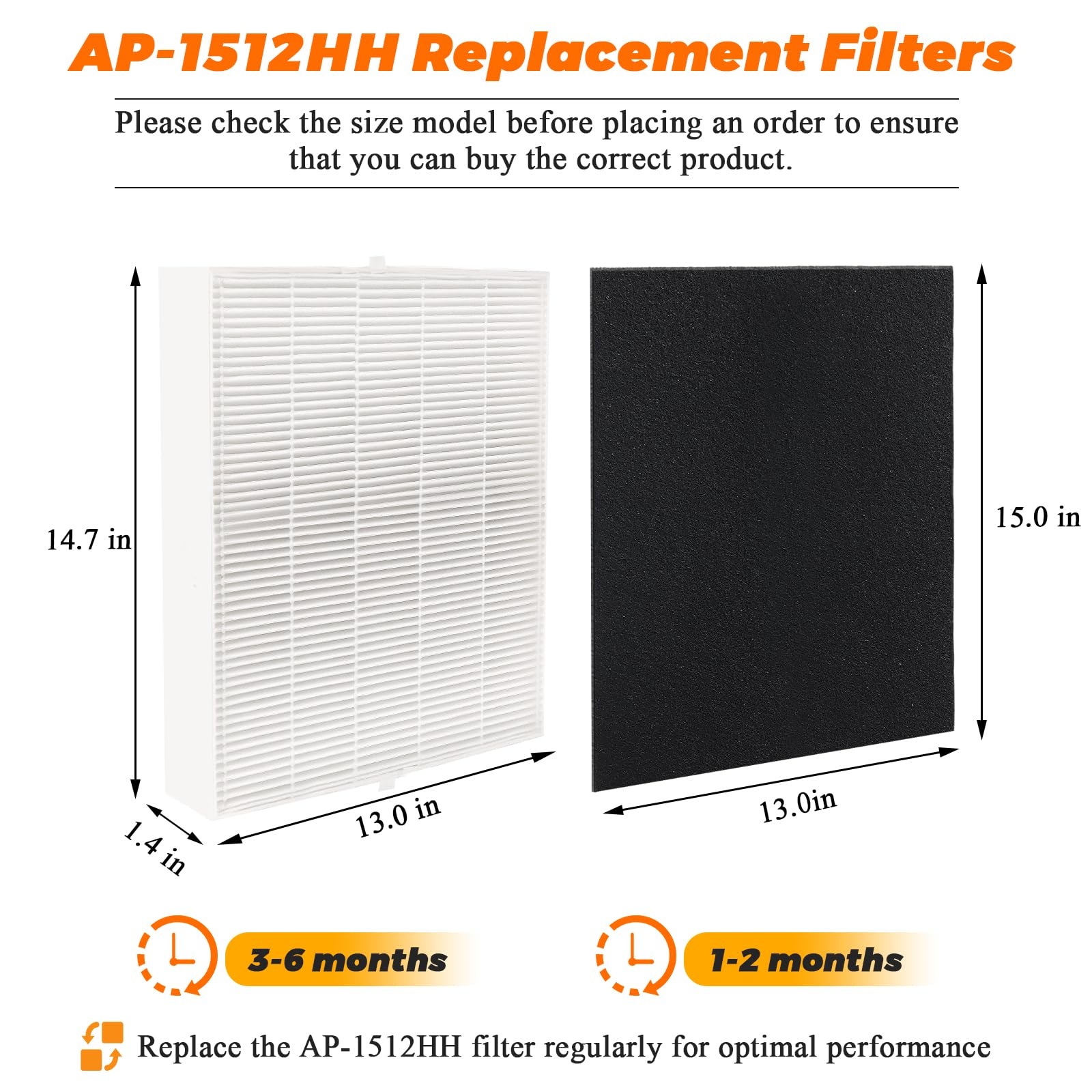 2 Pack Ap 1512Hh Replacement Filter For Coway Airmega Filter Ap 1512Hh And 200M Coway Air Purifiers, Ap 1512Hh Fp, Ap 1518R, Ap
