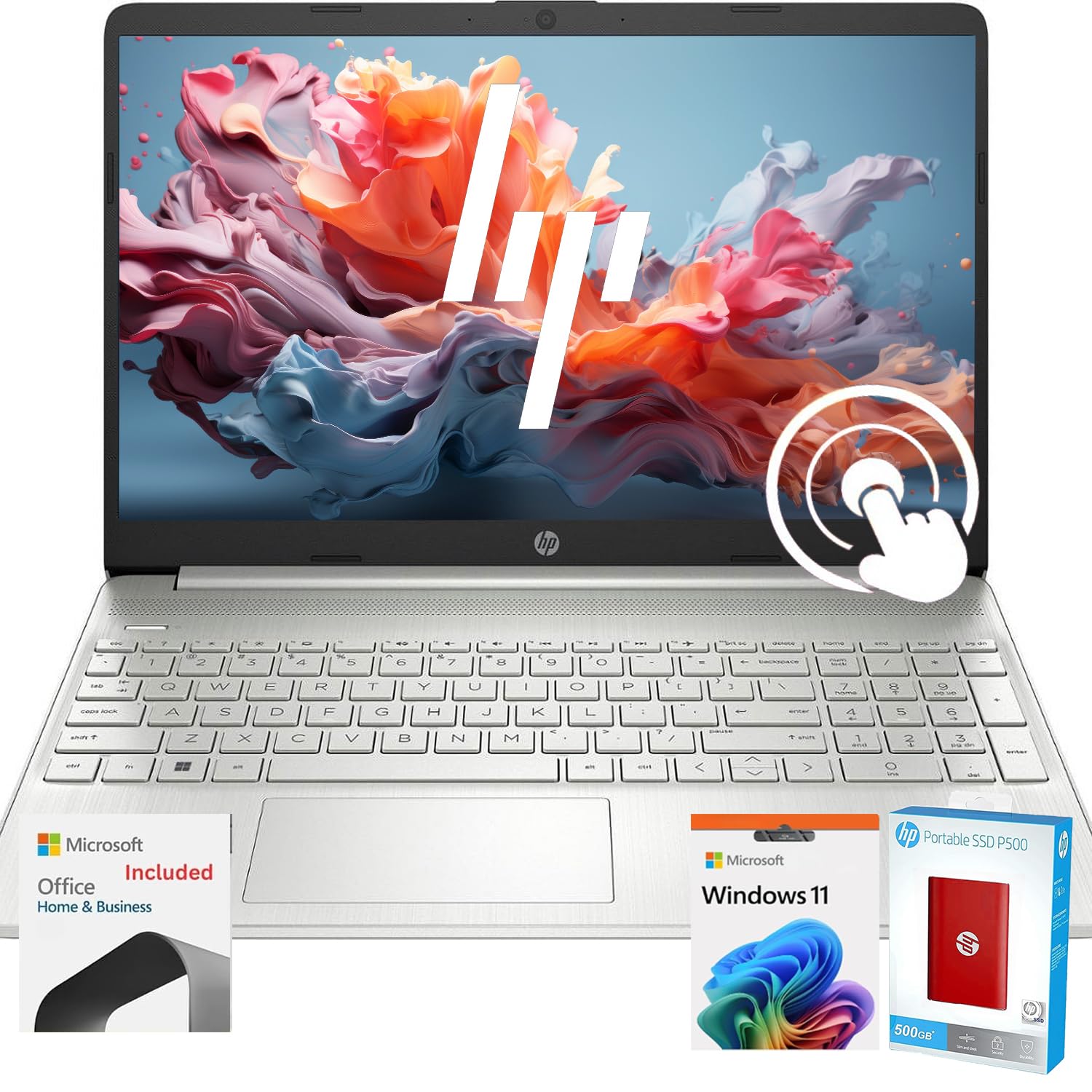 Hp 15.6 Touchscreen Laptop With 12 Months Microsoft, 64Gb Ram, 1.5Tb Ssd (1Tb Pcie Withhp P500 512Gb Portable Ssd), Intel Core 6