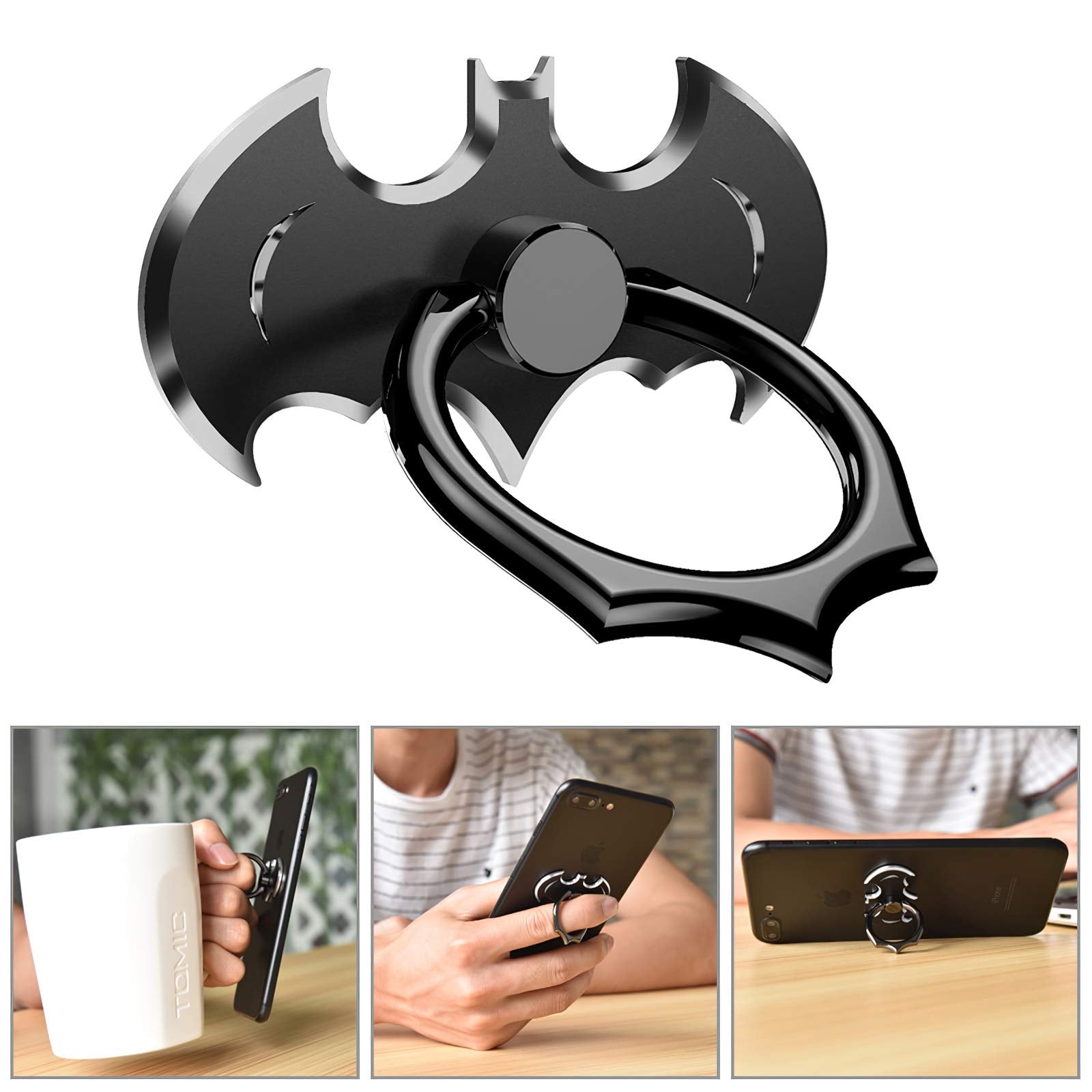 Bat Phone Ring Stand Holder   Oatsbasf Cell Phone Ring Holder Finger Grip 360 Degree Rotation Compatible With Iphone 15/14/13/12