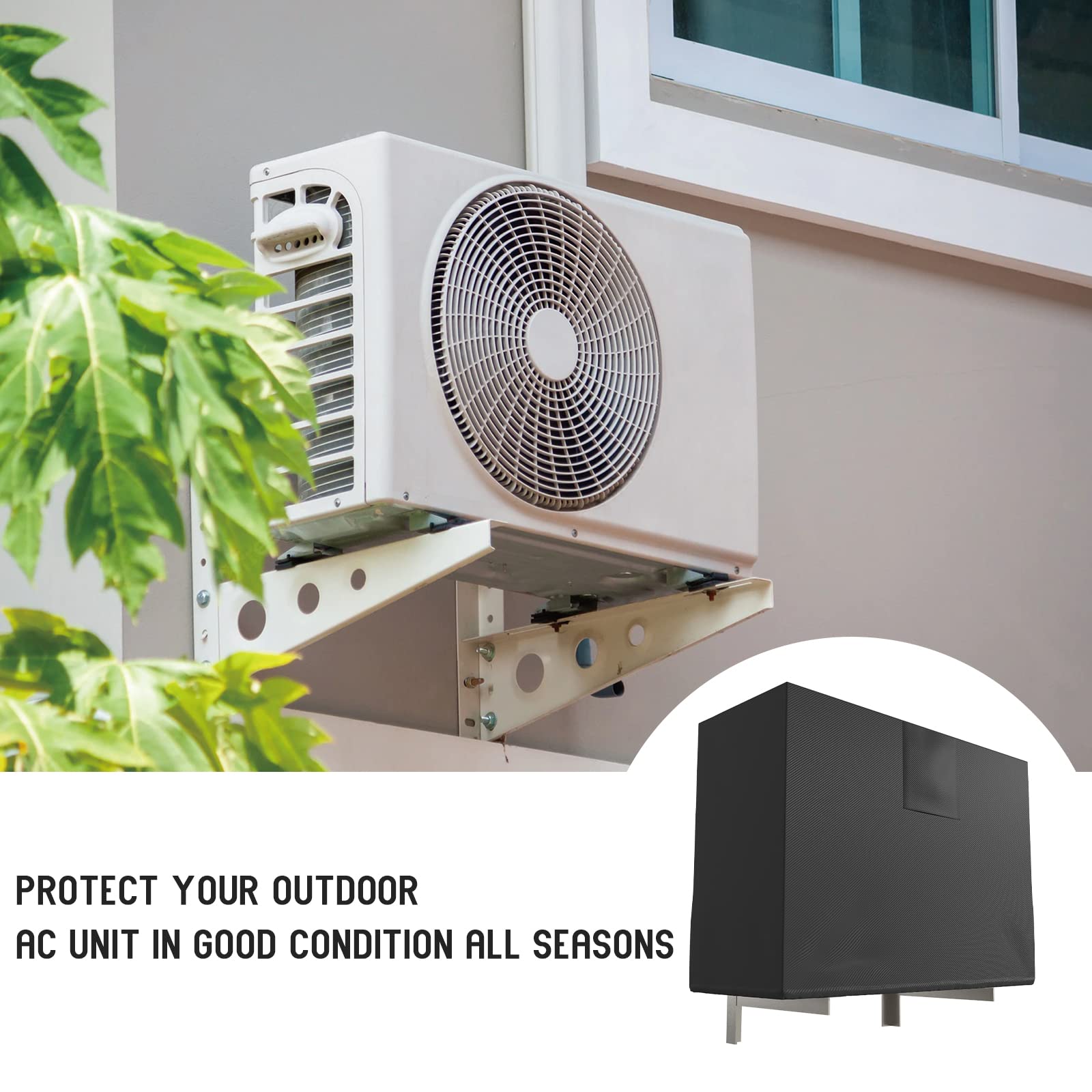 Klolkutta Mini Split Air Conditioner Covers, Windproof Small Ac Winter Cover For Outdoor Compressor Heat Pump Unit Cover Fits Up