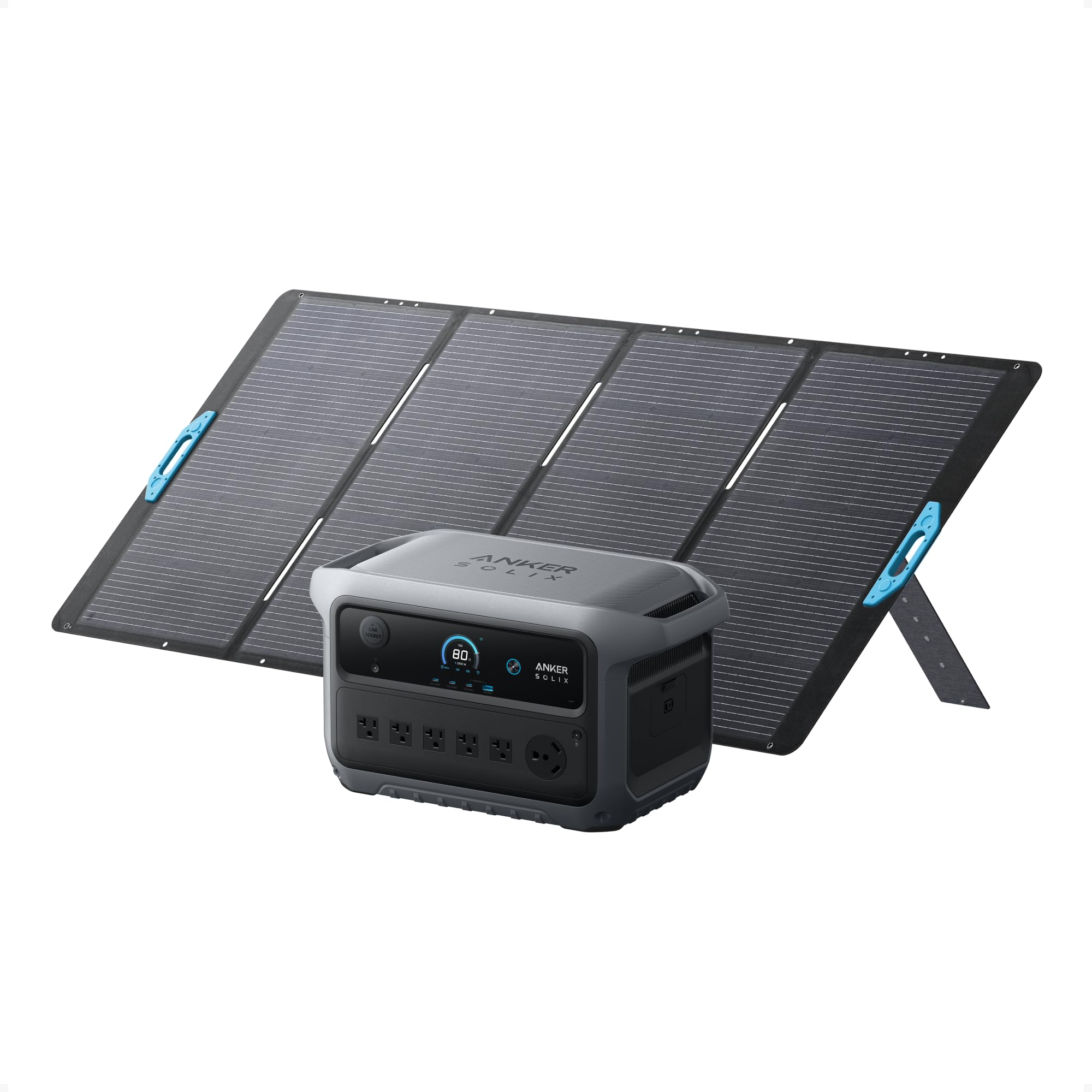 Anker SOLIX C2000 Gen 2 Portable Power Station with 400W Solar Panel, 2,400W (Peak 4,000W) Solar Generator, Full Charge in 58 Mi