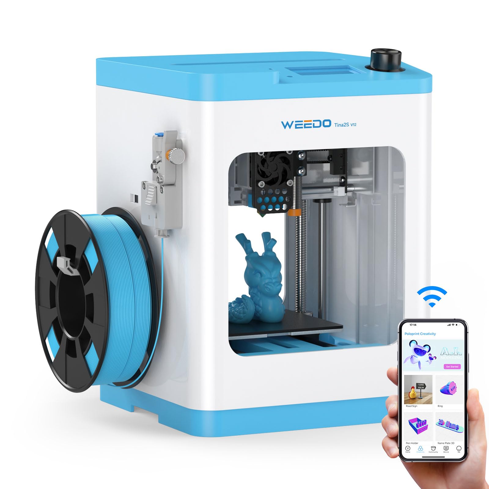TINA2S 3D Printer for Kids and Beginners, WEEDO Mini 3D Printer with Fully Assembled and Auto Leveling, WiFi & App Control, Open