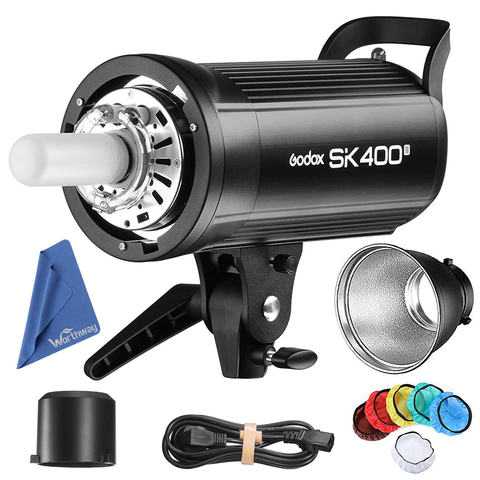 Godox Sk400Ii Strobe Flash Light 400Ws With Standard Reflector, Gn65 5600K 2.4G Bowens Mount With 150W Modeling Lamp, For Photog