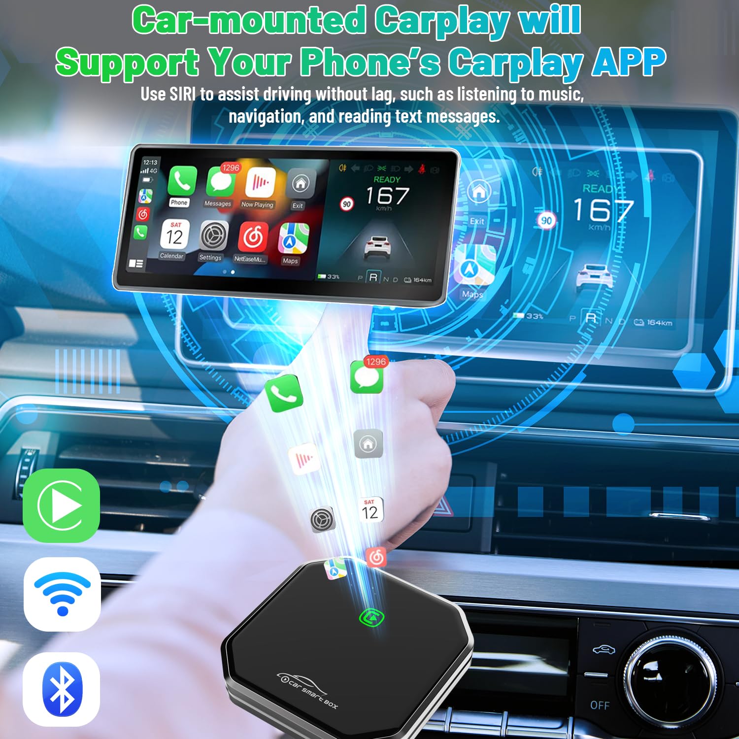 Suitable For Converting Factory Car Wired Carplay To Wireless Carplay,Wireless Carplay Adapter,Plug And Play,No Installation Req