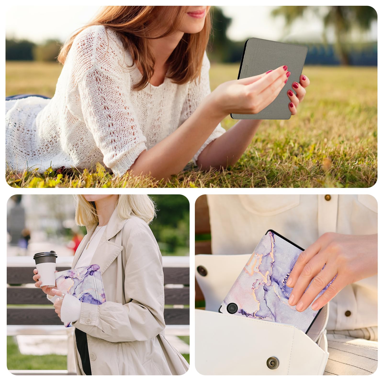 Caweet Case For Kobo Libra Colour (Model:N428, 2024 Release), Ultra Lightweight Pu Leather Shell Cover With Auto Wake/Sleep, Lil