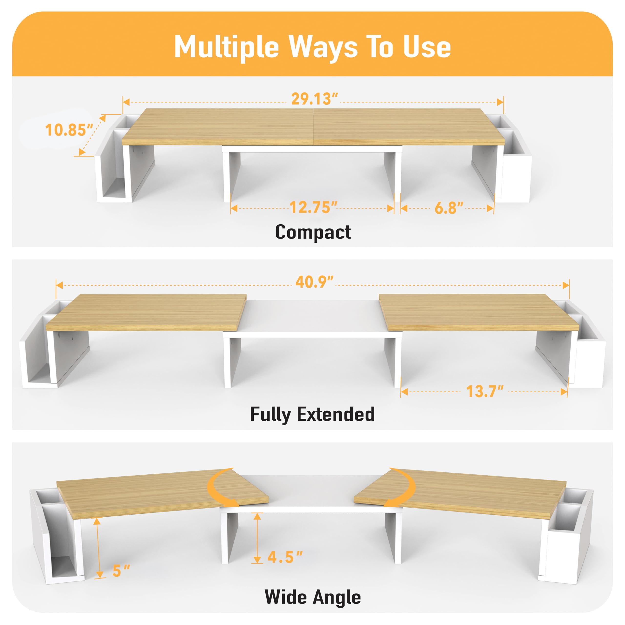 Simple Houseware Desk Dual Monitor Stand Riser with Drawer, Oak