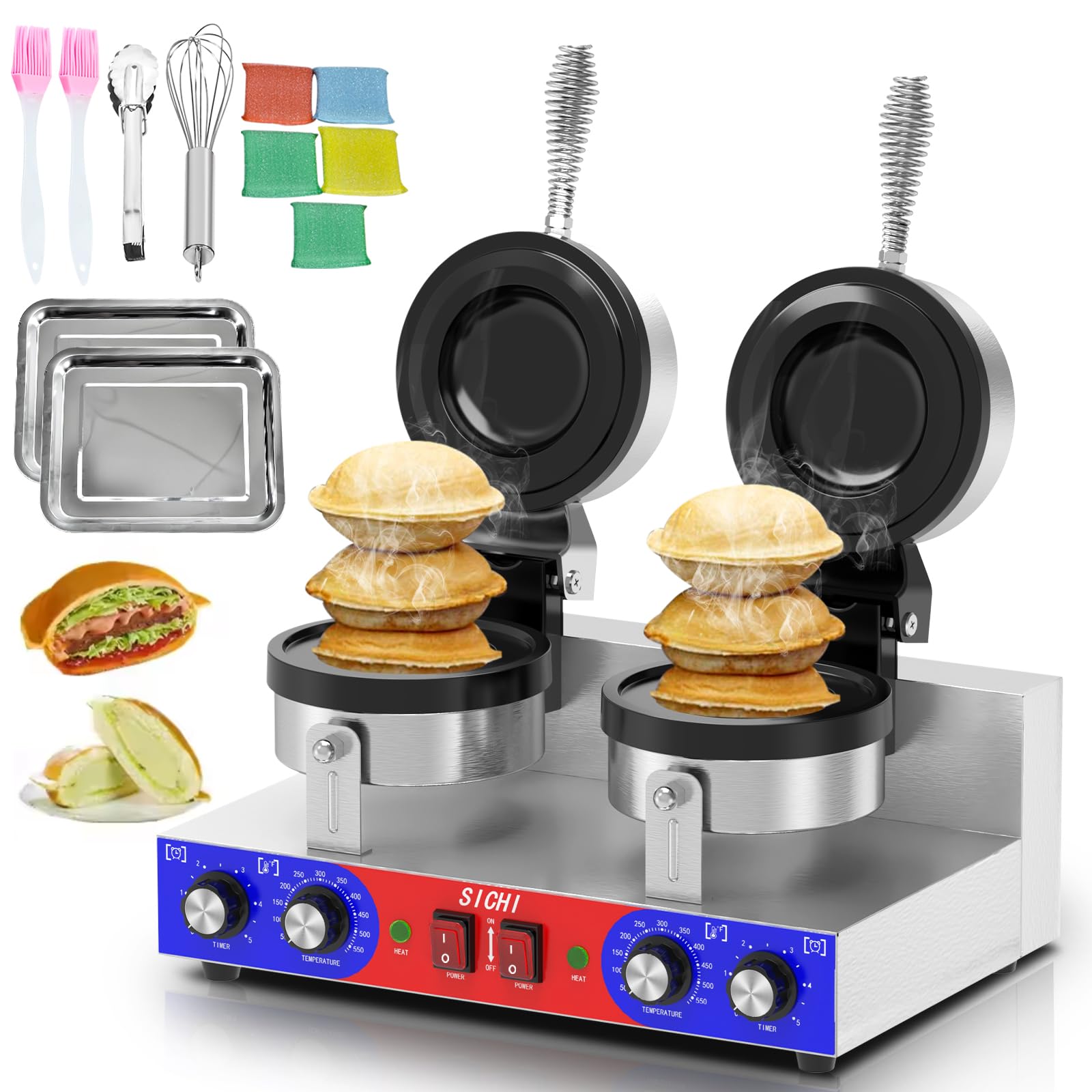 SICHI Ufo Burger Maker Machine - Commercial Ice Cream Burger Machine w/Adjustable Temperature and Timer, Electric Ufo Burger Pre