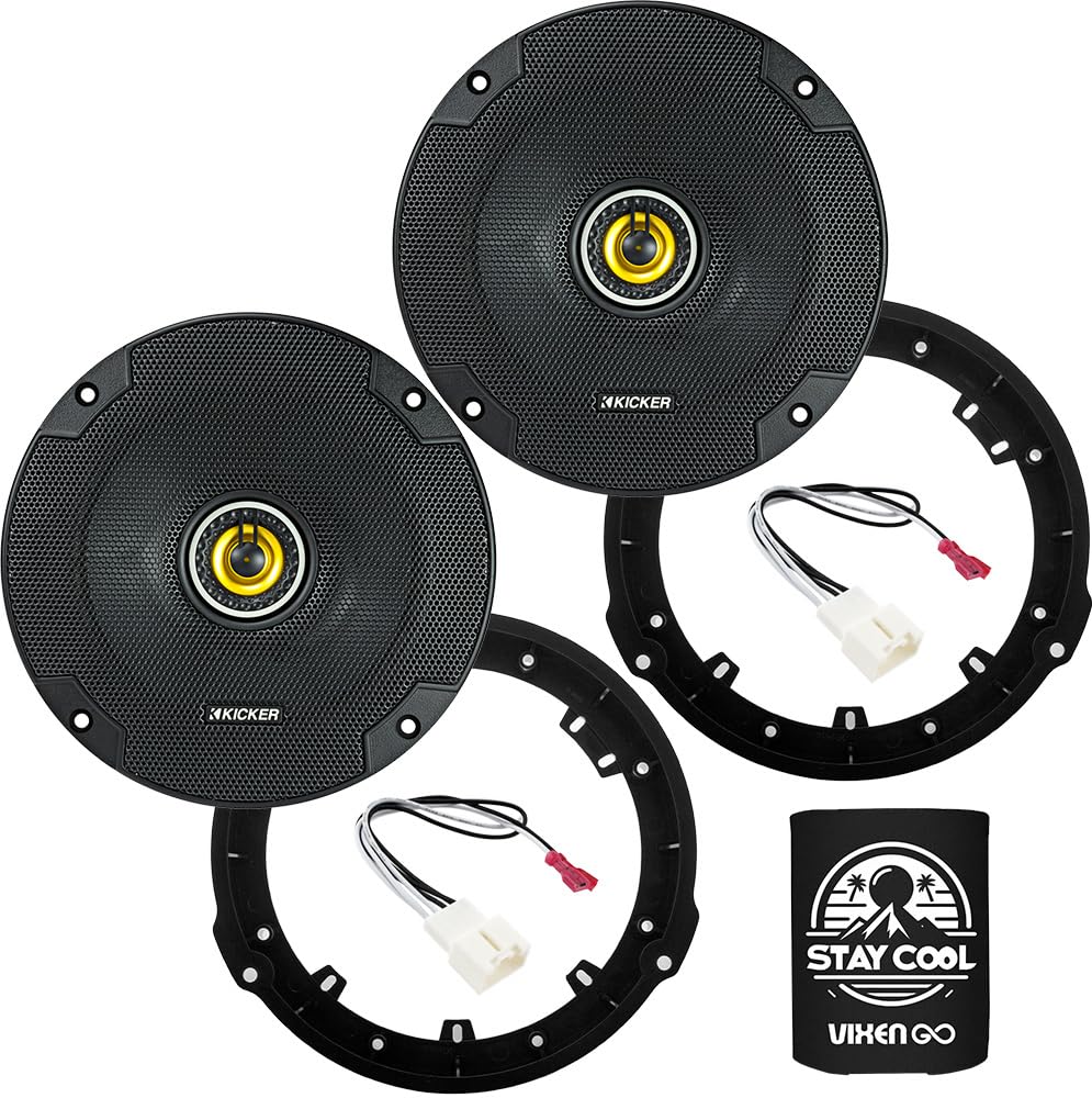 KICKER Front/Rear Door 6.75 Speakers Kit for Ford Fiesta 2011-2019 Upgrade Kit - Pair of CS Series 6 3/4 Inch Coaxial Speakers w