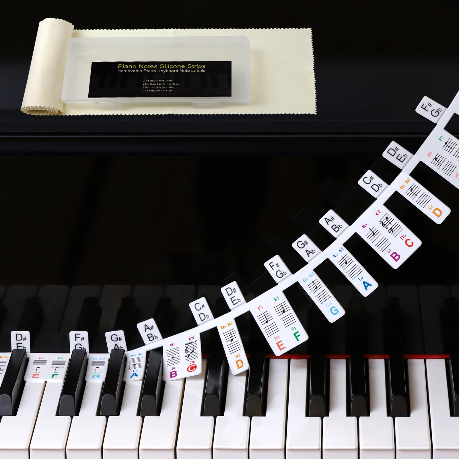 Removable Piano Keyboard Notes Labels,Piano Keyboard Stickers,Bold Large Letter Stickers For Beginner 88/76/61/54/49/37 Key,Made