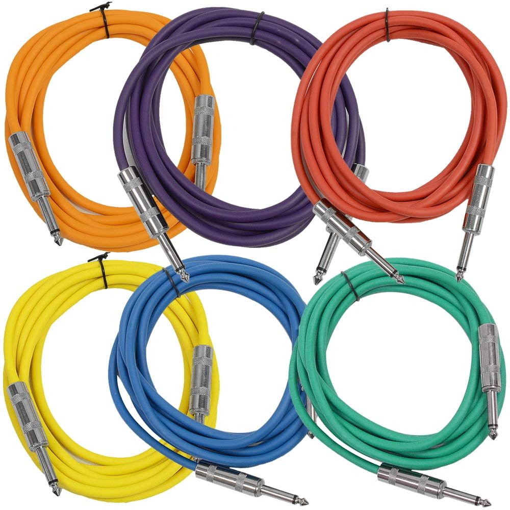Seismic Audio Speakers Guitar Cables, TS     Guitar Cables, Colored, 10 Feet