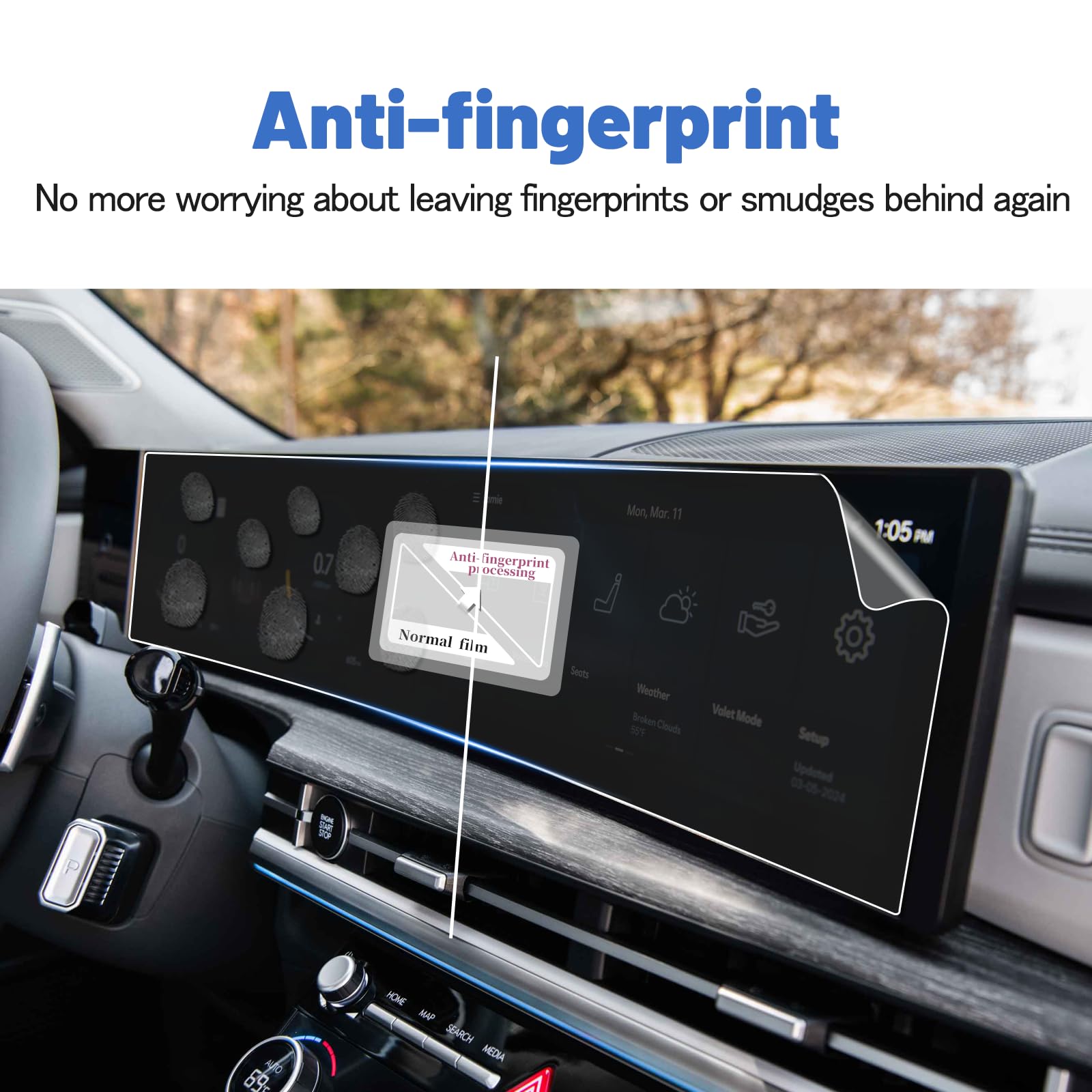 Shaohao For 2024 Hyundai Santa Fe Screen Protector Santa Fe Accessories 2024 Santa Fe (Se, Sel, Xrt, Limited, Calligraphy) 12.3 Inch Center Control Screen Hd Clear Dual Screen Protective Film 2Pcs