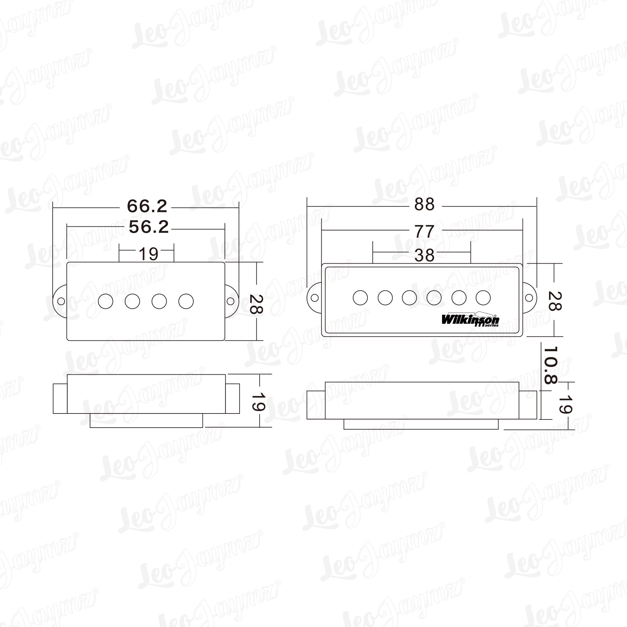 Wilkinson M Series Wopb5 Variable Gauss Ceramic Bass Pickups Humbucker Pickups Set For Pb Style 5 Strings Electric Bass Guitar,