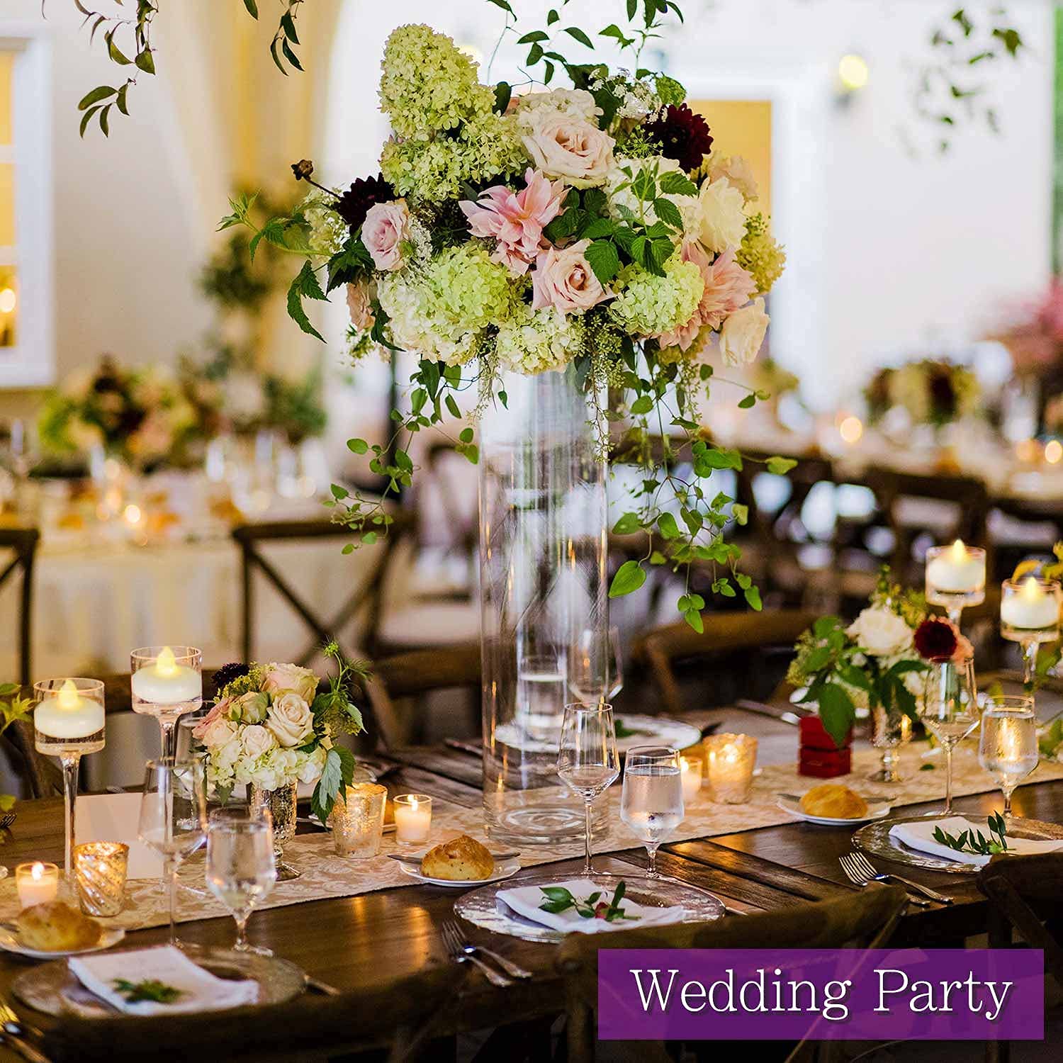 Singtok 24 Pcs Flameless Floating Tealights Waterproof Candles, Warm White Battery Operated Outdoor Flickering Led Tea Lights Vo