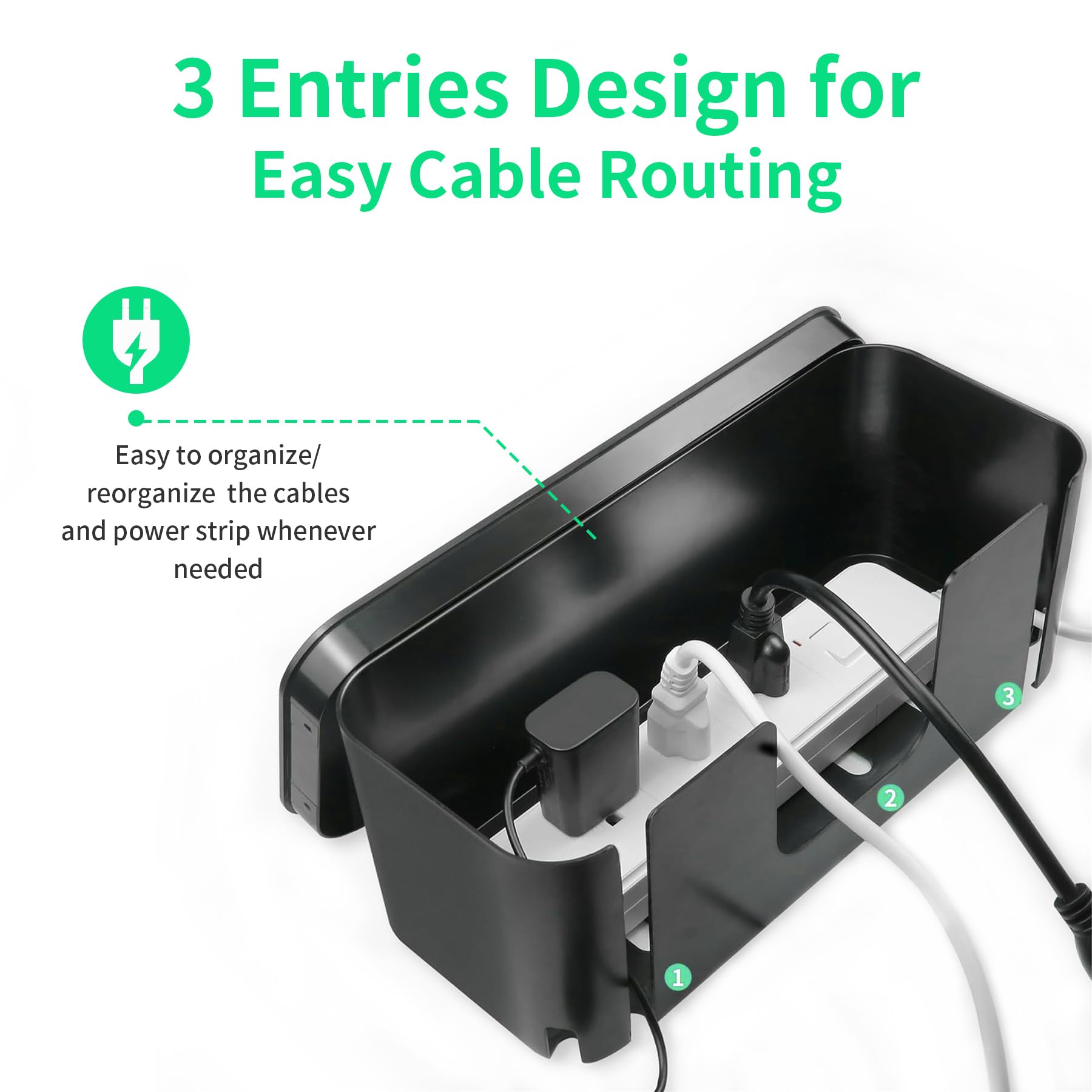 Cord Organizer Box, Cable Hider For Power Strips, Surge Protector, Extension Cord And Wire Management, Cable Management Box (2Pc