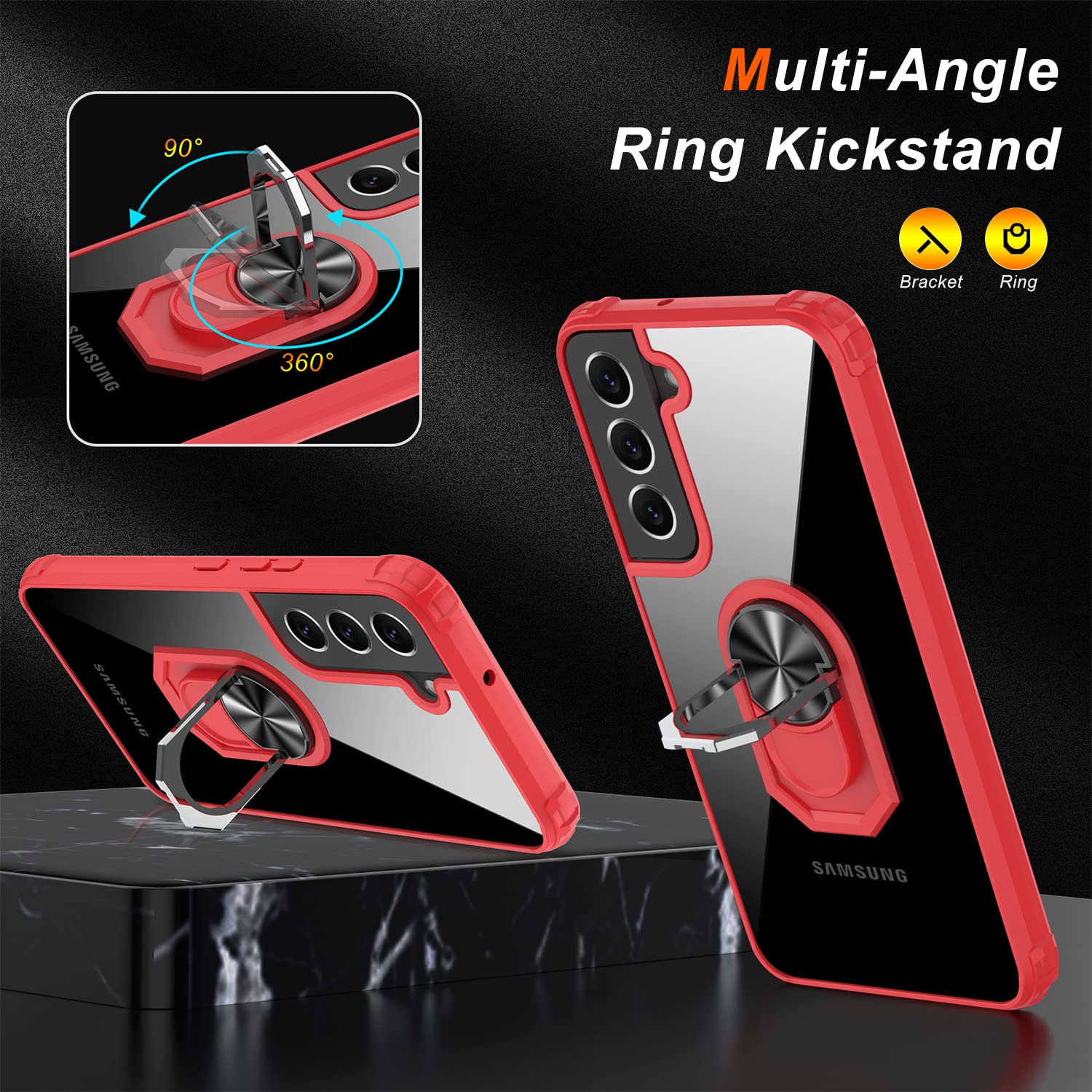 Lumarke Galaxy S22 Plus Case,Samsung S22 Plus Cover Anti Yellow Crystal Clear Heavy Duty Protective Phone Case With Magnetic Kic