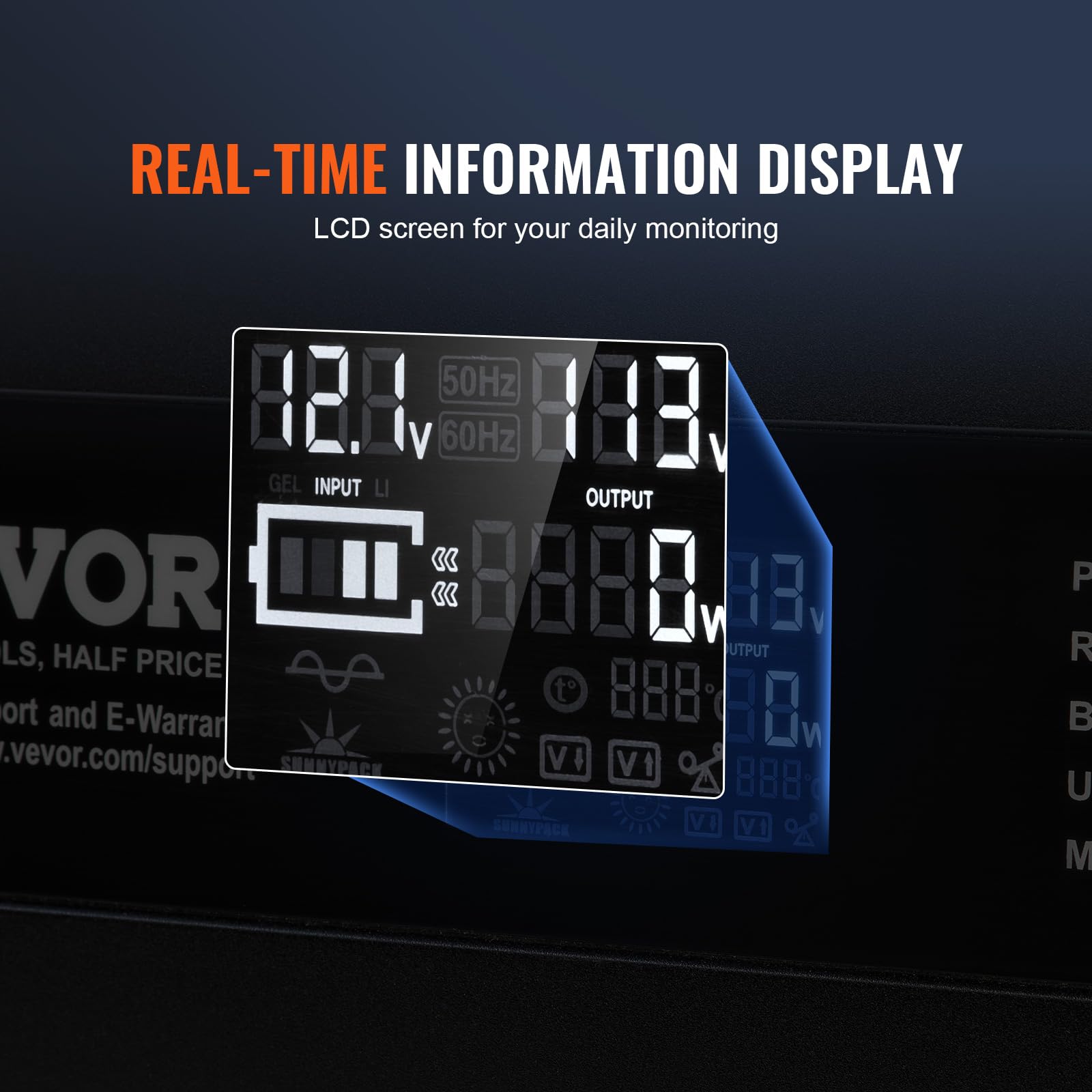Vevor Modified Sine Wave Inverter, 3000Watt Power Inverter Dc 12V To Ac 120V Lcd Display With 3 Ac Outlets 2 Usb Port 1 Type-C P