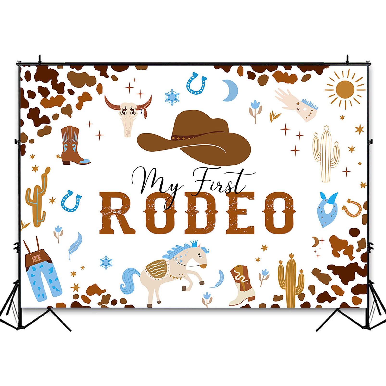 Avezano My First Rodeo Party Backdrop Western Cowboy And Cowgirl Theme 1St Birthday Party Decorations Wild West Rodeo Mexican Ca