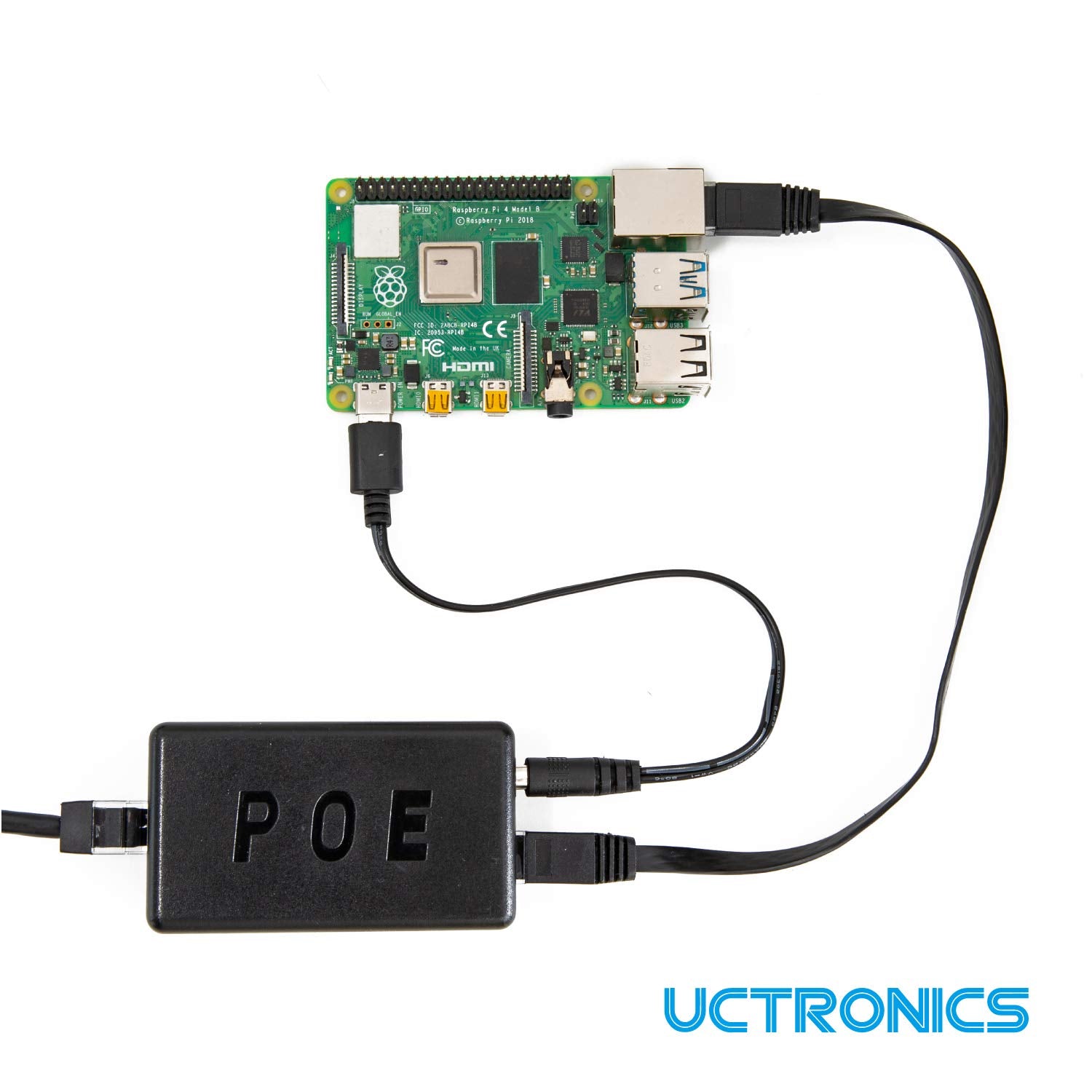 Uctronics Poe Splitter 5V 4A For Raspberry Pi 4 And Jetson Nano, Active Poe+ To Barrel Jack Or Poe To Usb C Poe Adapter, Ieee 80