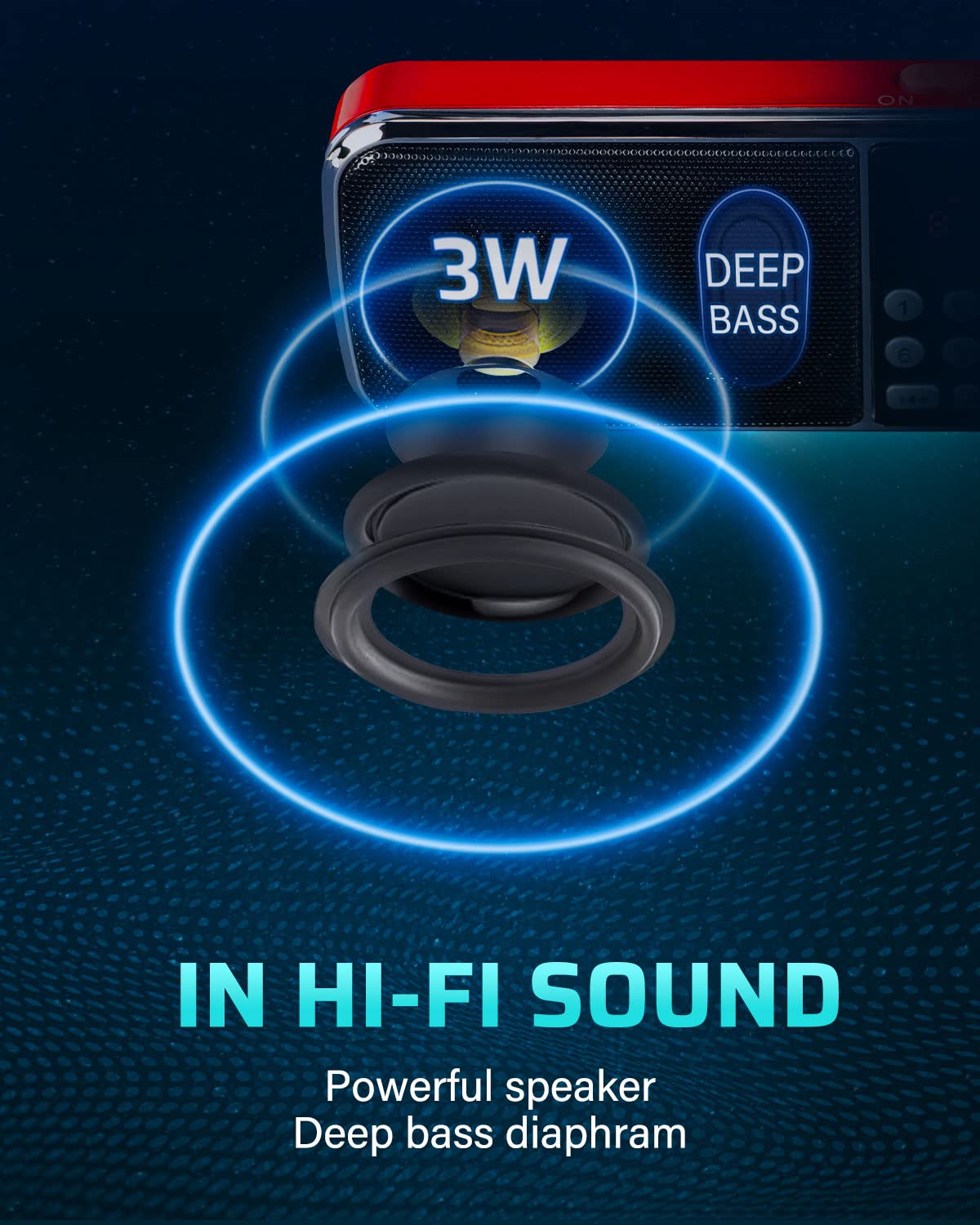 Prunus J-189 Bluetooth Am Fm Radio, Small Portable Radio - Dual Speaker Heavy Bass, Led Flashlight, Pocket Size, Tf Card Usb Aux